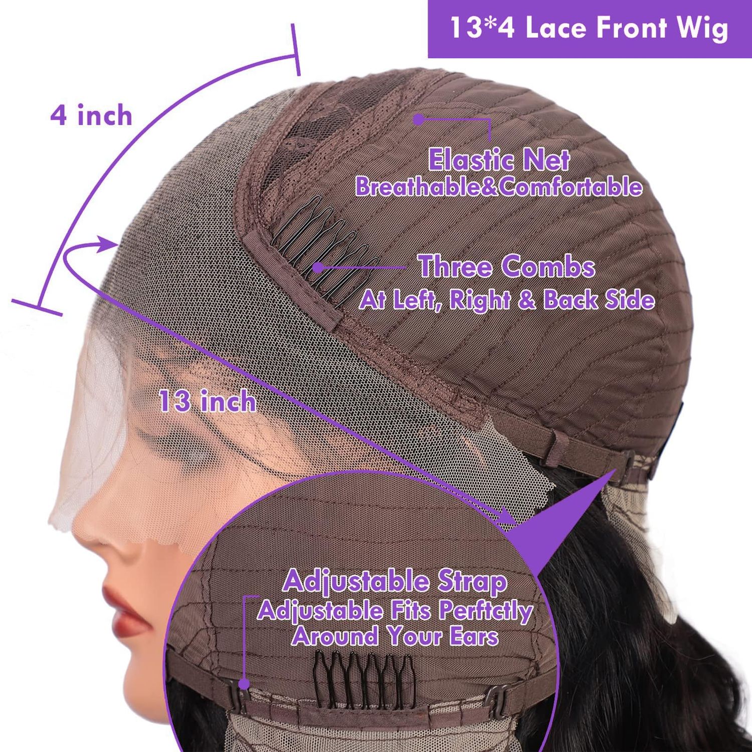 Starmo Body Wave Lace Front Wigs Human Hair Pre Plucked 13x4 HD Lace Frontal Wigs Human Hair 150% Density Glueless Lace Front Wig with Baby Hair Natural Black 22inch