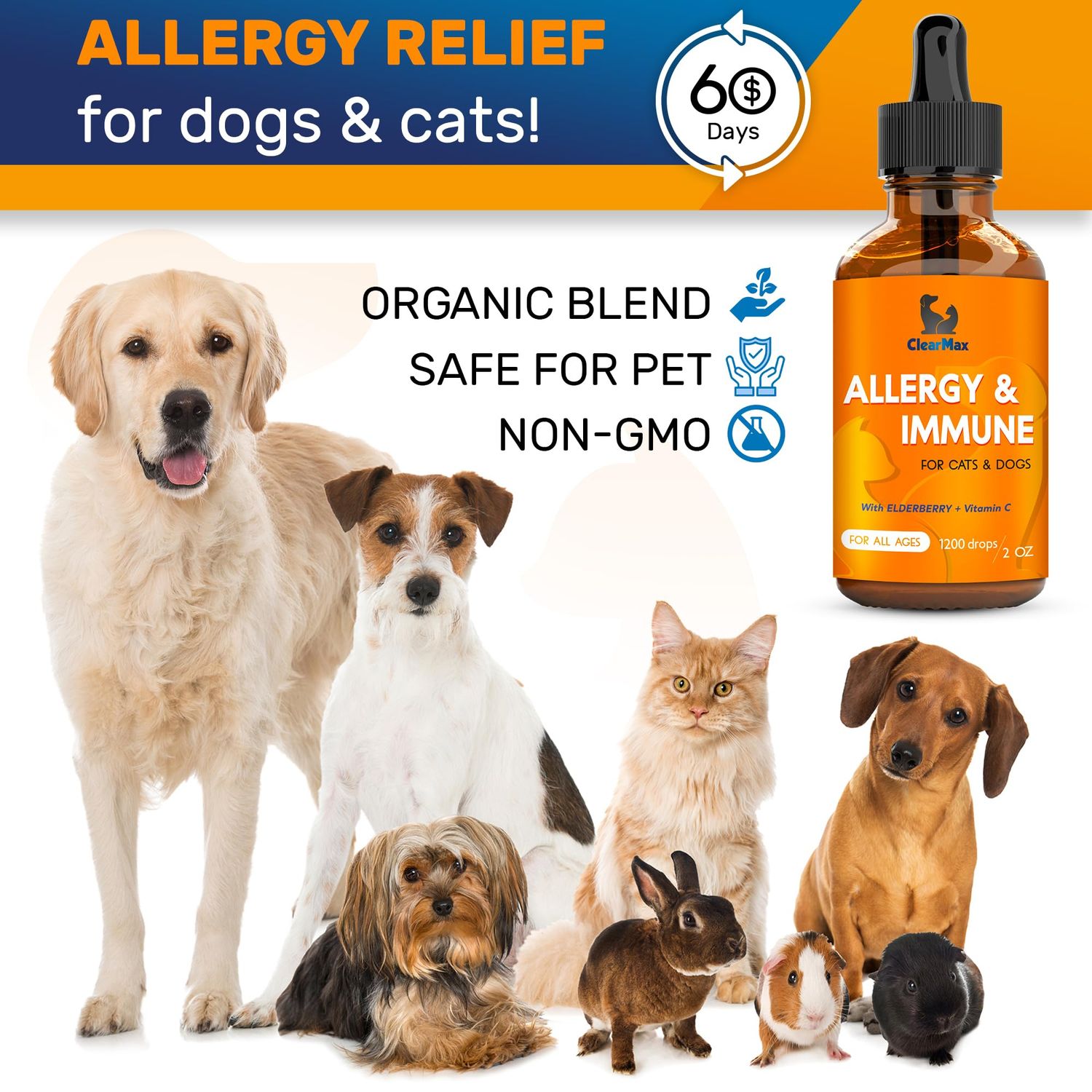 Dog Allergy Relief for Puppies & Adult Ones – Cat & Dog Itching Skin Relief Helps with Irritation & Supports General Well-Being – Cat Itchy Skin Treatment with Organic Composition – 2 Oz Bottle