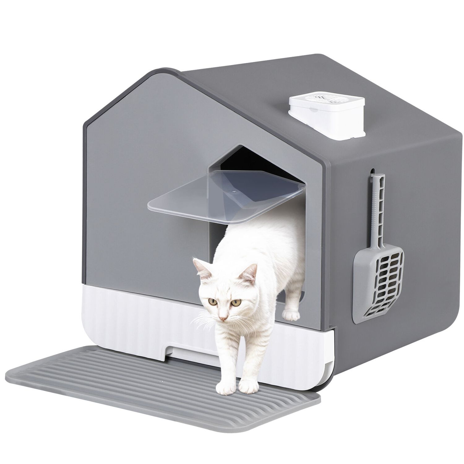 Cat Litter Box with Litter Mat and Scoop Anti- Splashing Easy Clean Odor Control