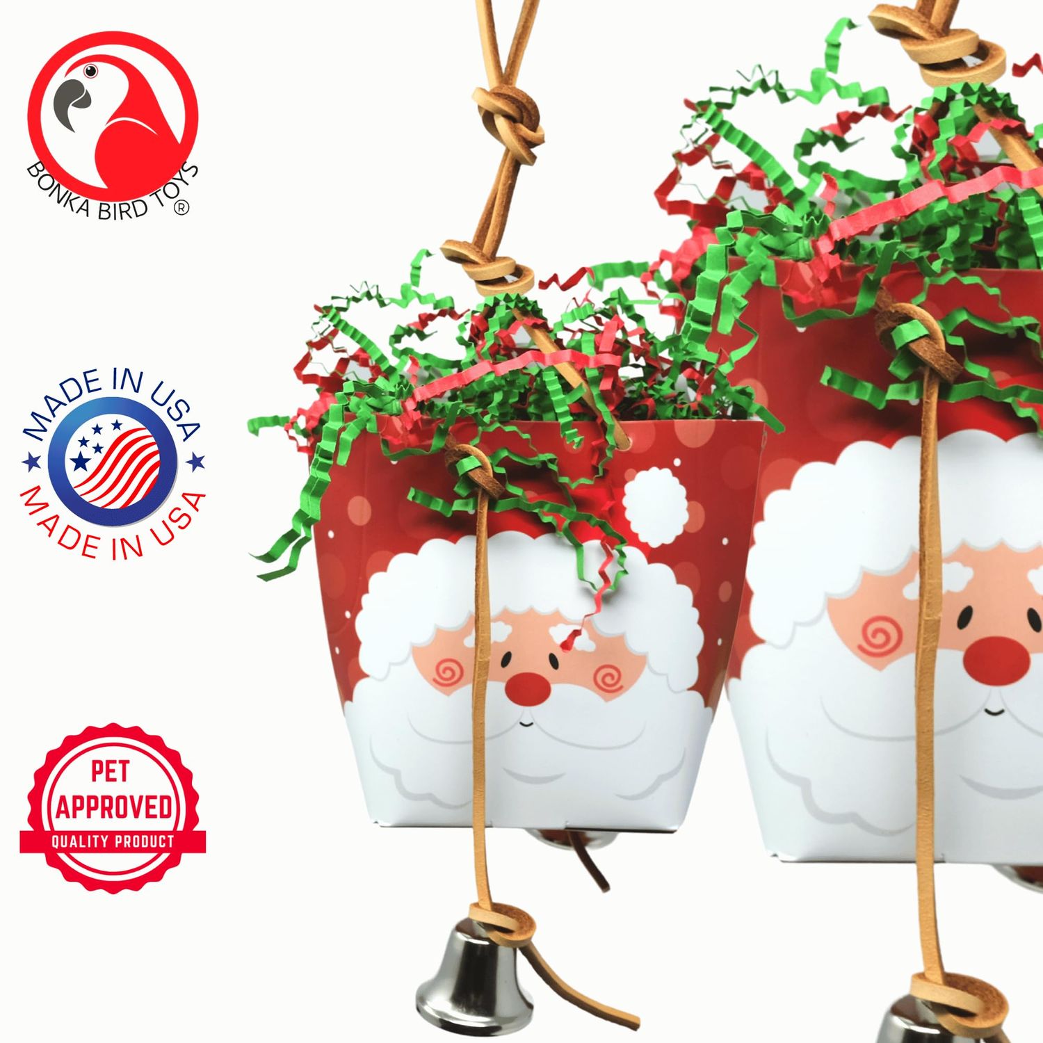 Bonka Bird Toys 2563 Christmas Purse Medium Parrot Festive Chew Cage Toy, Cockatiel, Parakeet, Conure, and Similar Breeds