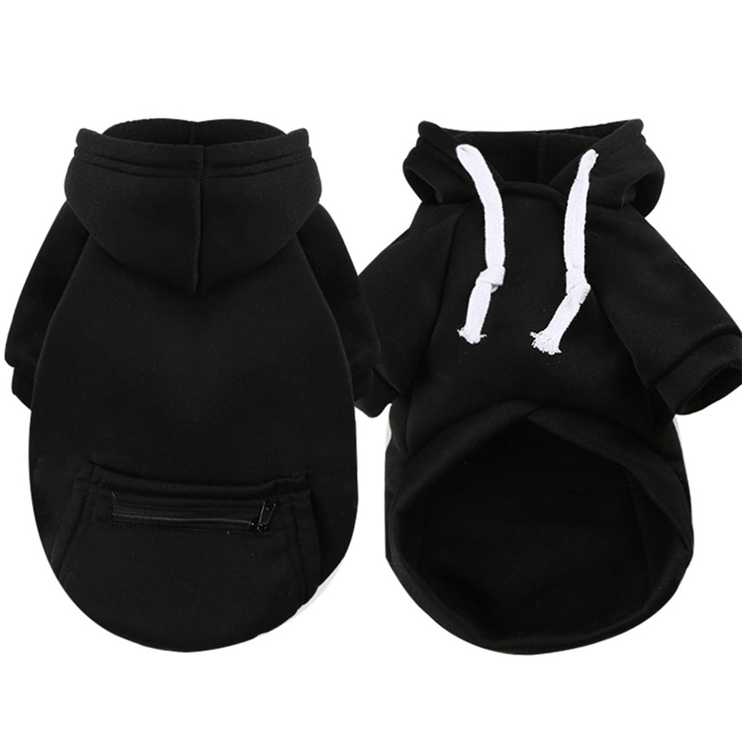 PETCARE Small Dog Sweater Hoodies Pet Black Hooded Soft Fleece Sweatshirts with Pocket Fall Winter Puppy Cat Sweaters Warm Clothes for Small Dogs Shih Tzu Yorkies French Bulldog Outfits Costume