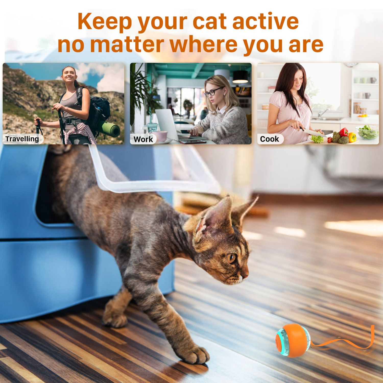 Smart Cat Toys Balls USB Rechargeable 3 Working Modes Automatic Interactive Ball