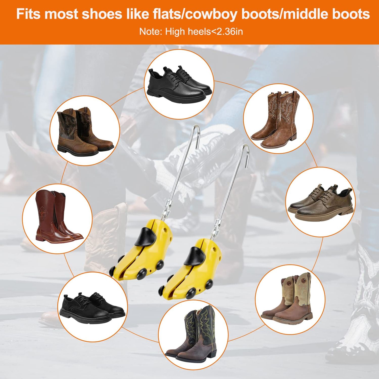 Exshoiu Shoe Boot Stretcher for Cowboy Boots, Shoe Boot Expander for Wide Feet, Pair of Boot Widener Stretcher for Men