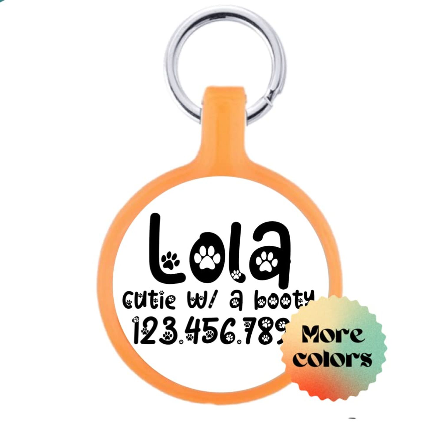 Paw Print Text Quiet & Lightweight Eco-Friendly Pet ID Tag