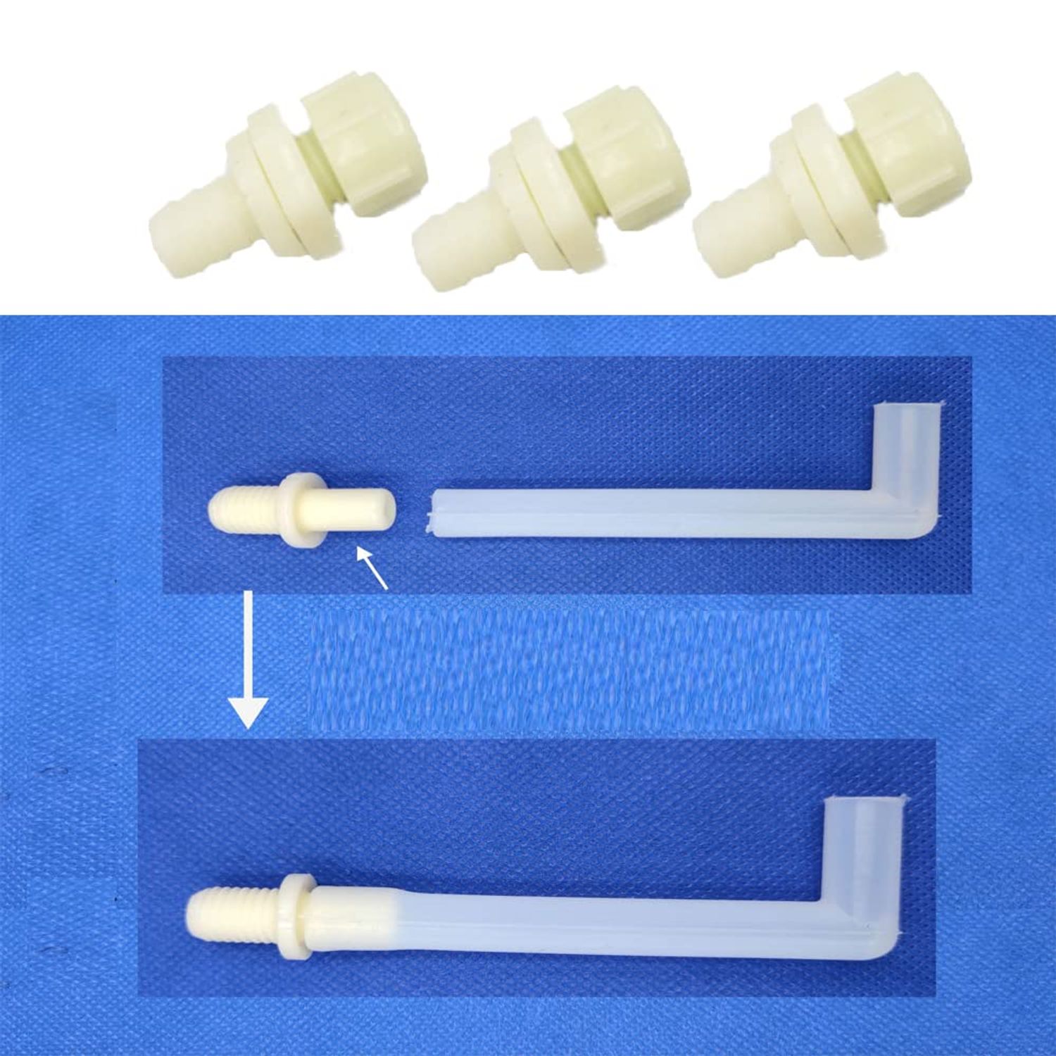 UtySty 10 Pack Bulkhead Water Tank Drain Valve Stopper with Cap M10 3/8 inch Hose Insert Connector Drainage End Thru-Bulk Pipe Fittings for Water Cooler Top Loading Dispenser Aquarium
