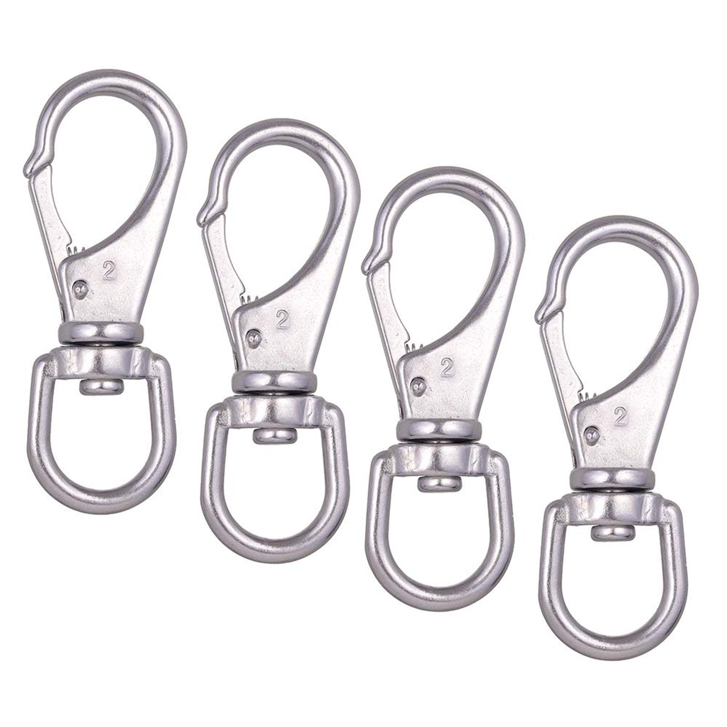 Mixiflor Stainless Steel Swivel Eye Snap Hook, 4 Pack (4 Inch) Swivel Snap Hook Flag Pole Clips, Rotating Diving Clips Spring Hooks for Flag Poles, Dog Leash, Key Chain, Boat Anchor Rope, Bird Feeder