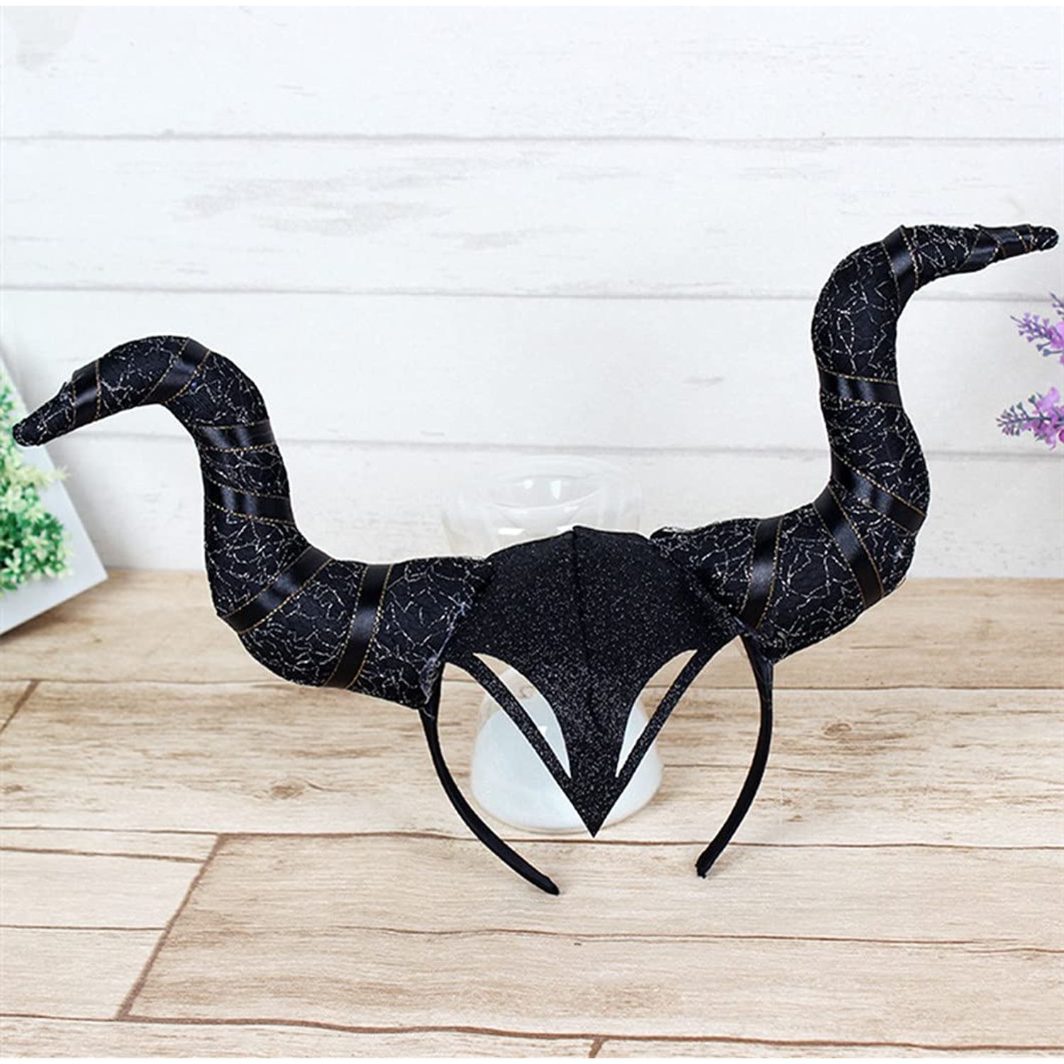 Dzrige Devil Horns Headband Black Devil Horns Headwear Horns Headpiece Halloween Demon Headdress Demon Horn Hair band Medieval Costume Accessory