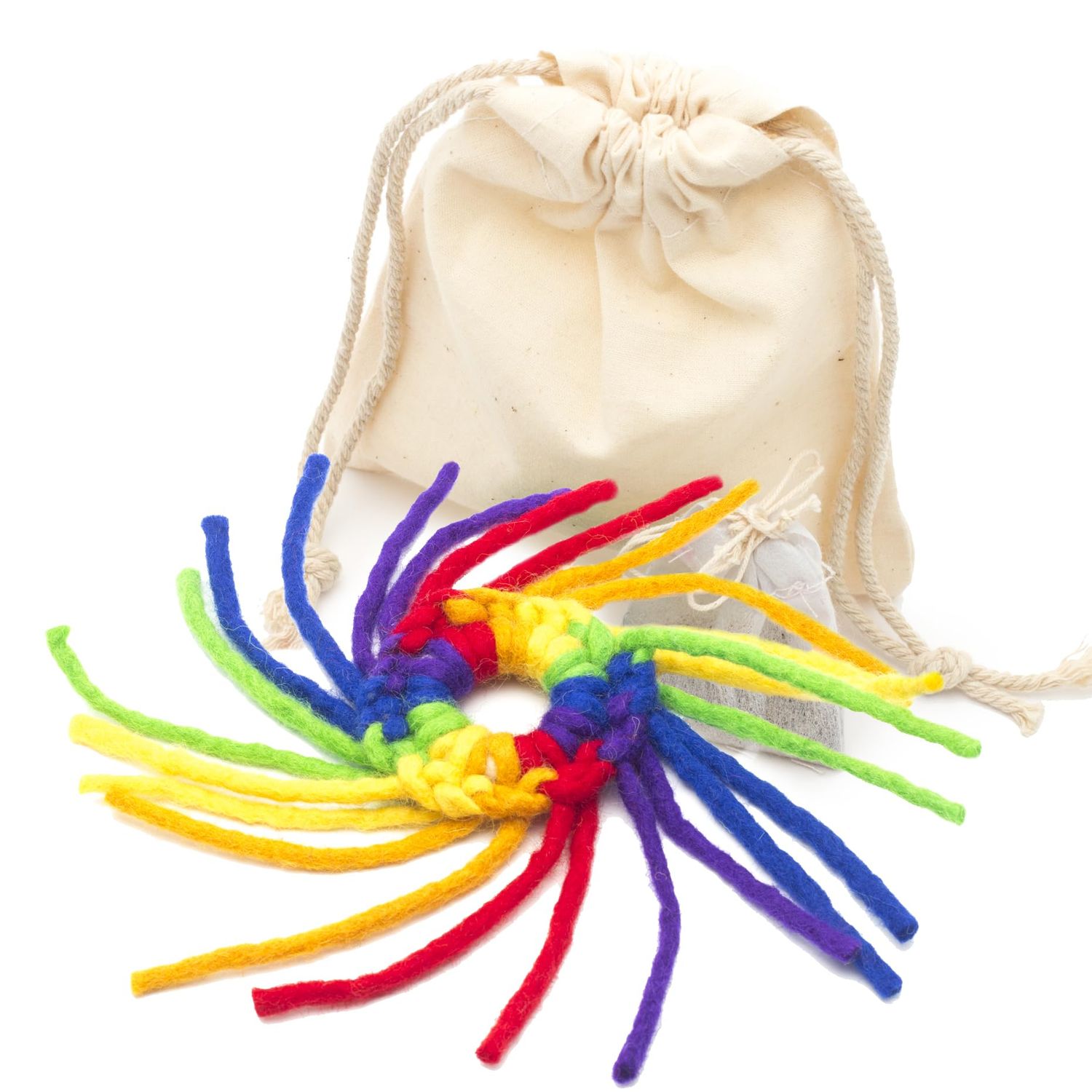 Glaciart One Wool Spider Cat Toy w/Catnip - Soft Fuzzy Enrichment 100% Natural Wool, Interactive Play Cat Toy Set - Safe for Pets, Non-AZO Colored Dyes