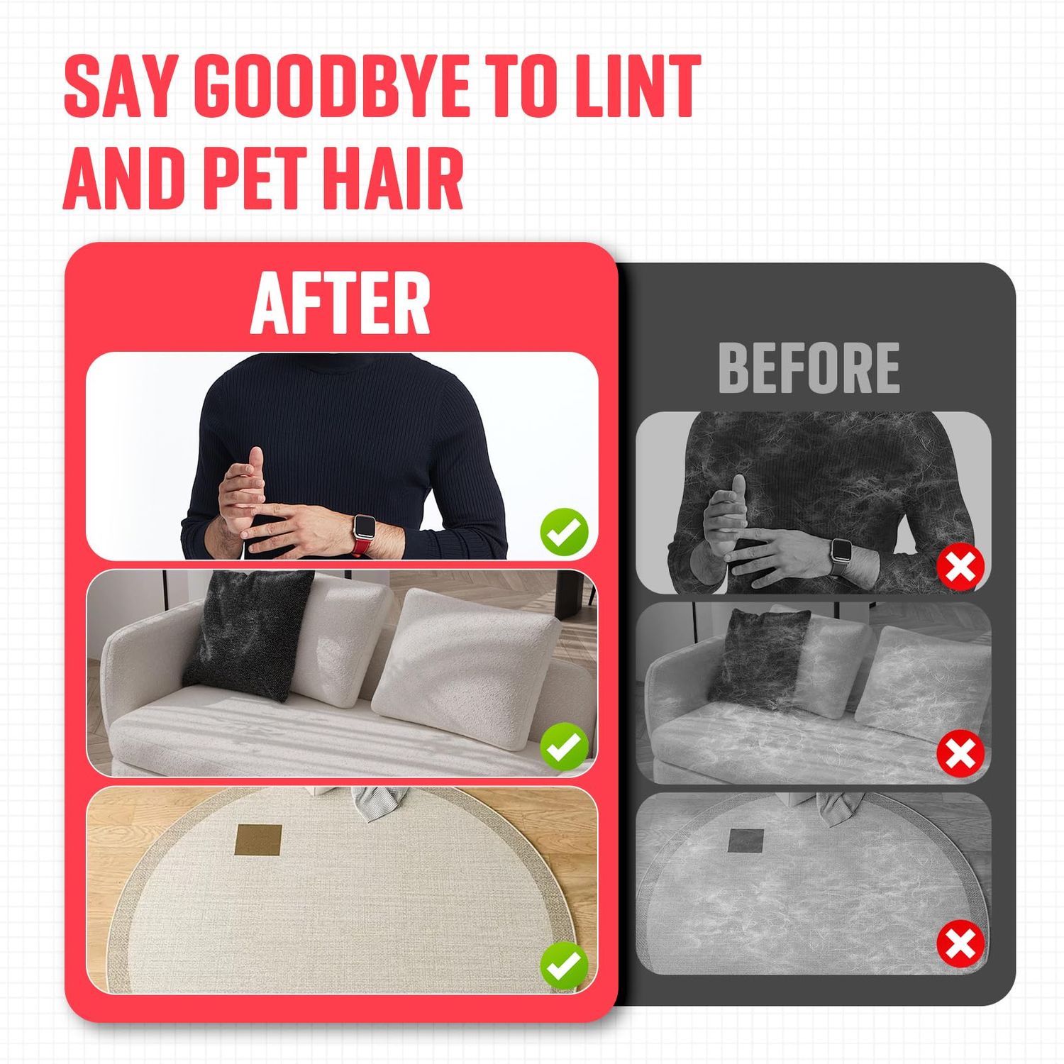 VerdeVilla Pet Hair Remover, Electrostatic Pet Hair Removal Gloves, Reusable Cat & Dog Hair Remover for Couch, Furniture, Carpet, Car Seat, Upgraded Animal Fur Removal Tool, Cat Grooming Gloves-1 PCS
