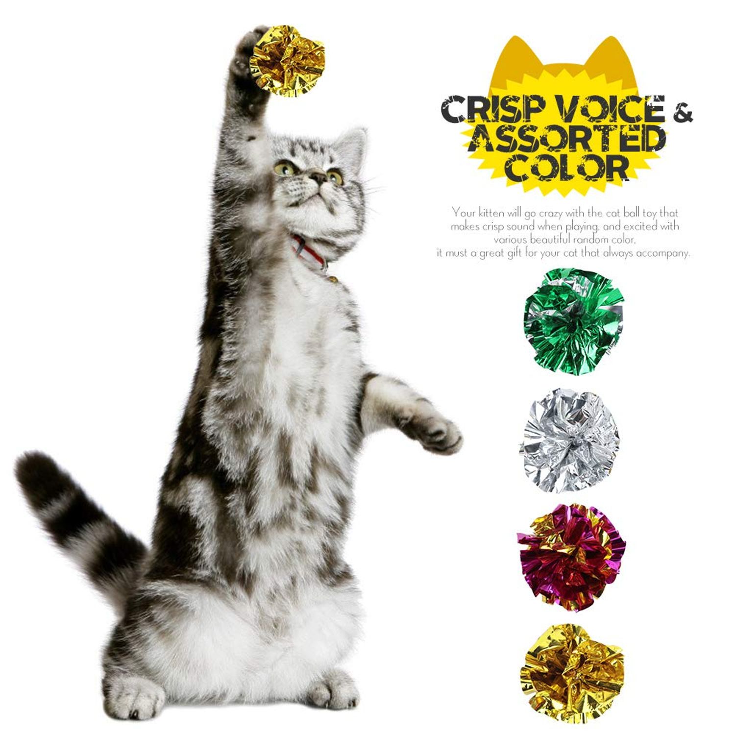 HNYYZL Bestsupplier 25 Pack Crinkle Balls Cat Toys - Original Mylar Crinkle Balls Cat Toys（Random Color）