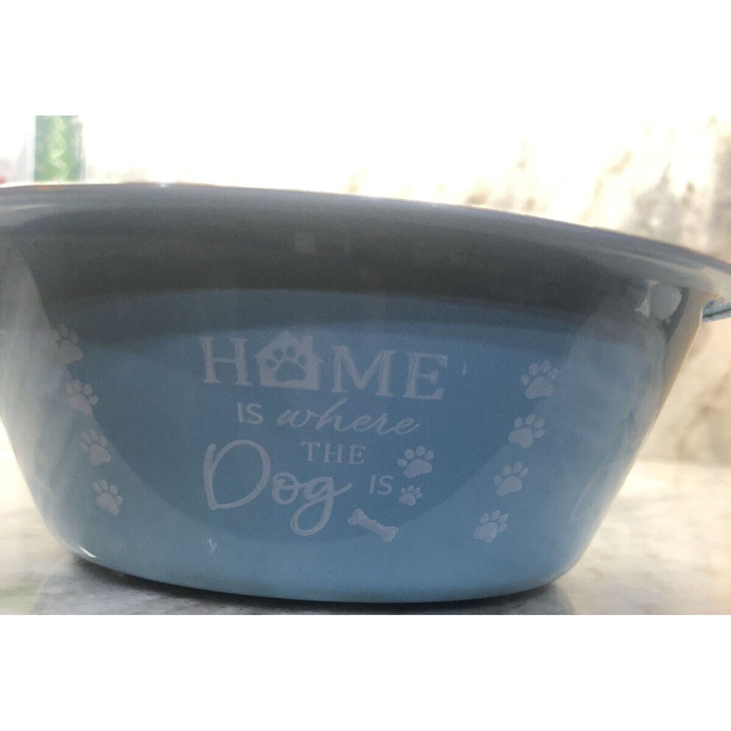 Stainless Steel Blue Animal Print Pet Bowl -Holds 26.37floz./780ml