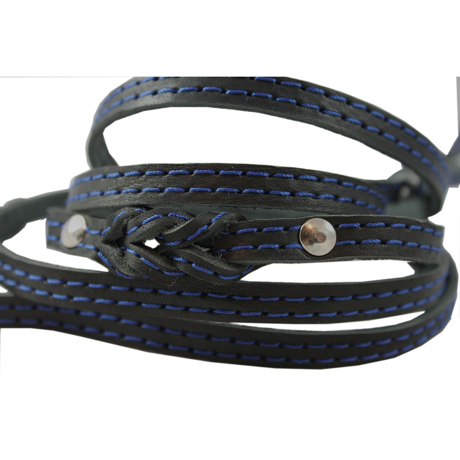 6' Long Genuine Leather Braided Dog Leash Black 3/8" Wide for Small Dogs amd Puppies