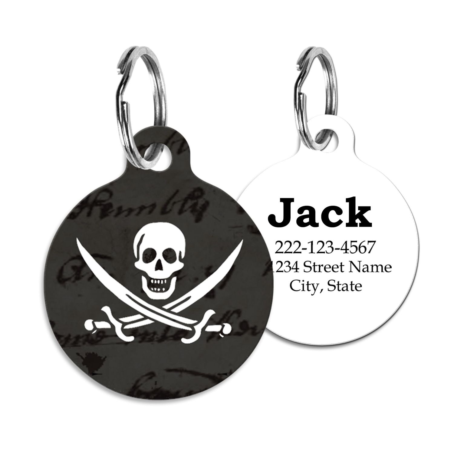 Pirate Flag Personalized Custom Pet ID Tag Nautical Charm for Cats and Dogs
