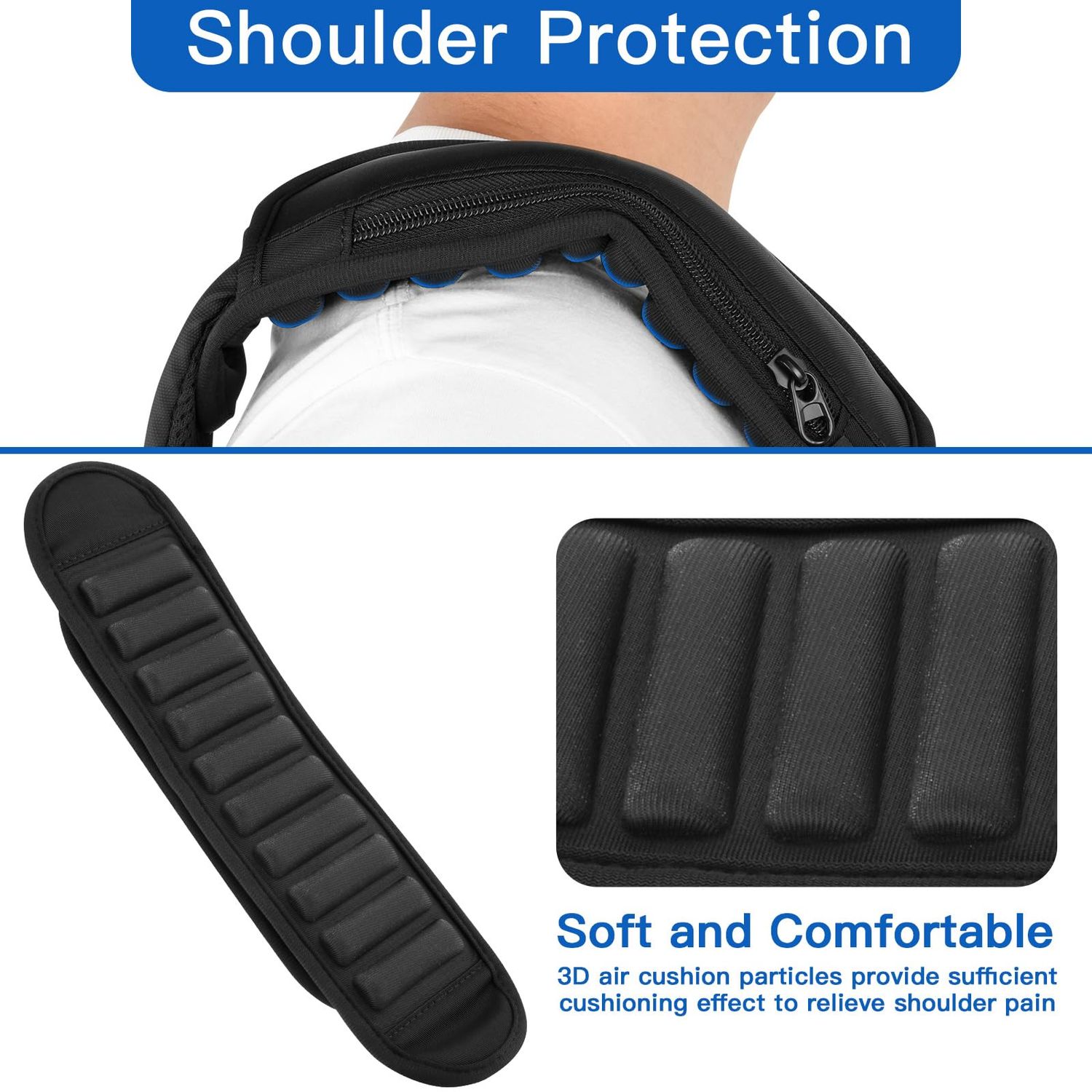 Universal Shoulder Strap Pad with Extra Thick Air Cushion, Breathable Backpack Pad with Pocket, Anti-Slip Car Seatbelt Shoulder Pad, Suitable for Computer bag,Camera,Duffel, Guitar, Backpacks