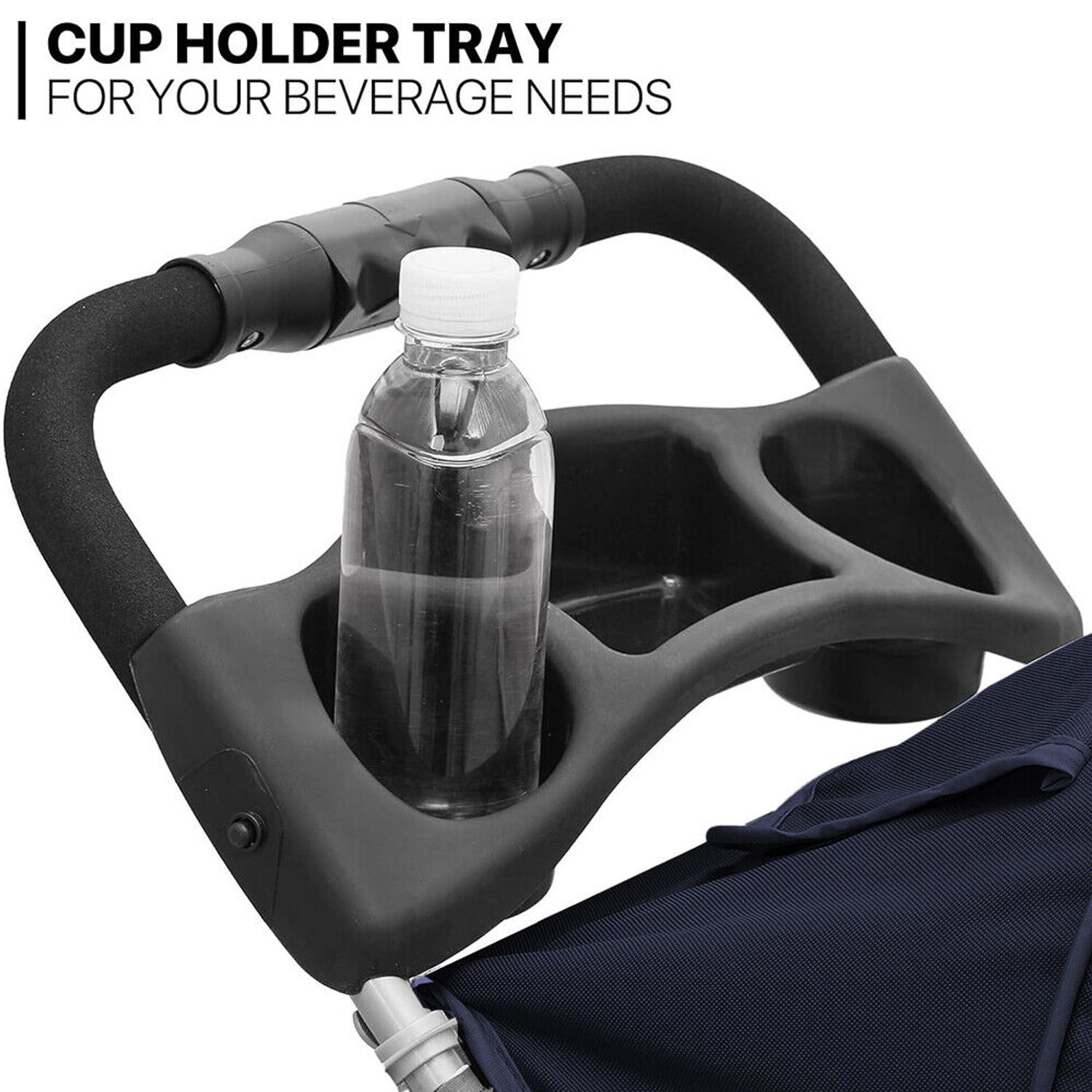 Foldable Pet Stroller fr Cats &Dogs 3 Wheels Carrier Cart w/Cup Holder Navy Blue