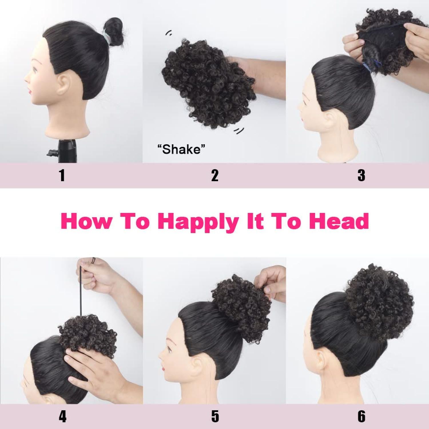 Yinmei Baibian Curly Wavy Afro Puff Drawstring Ponytail Hair Extension for Black Women Loose Wave Short Mini Afro Puff Hairpieces for Girls Kids(1B#)