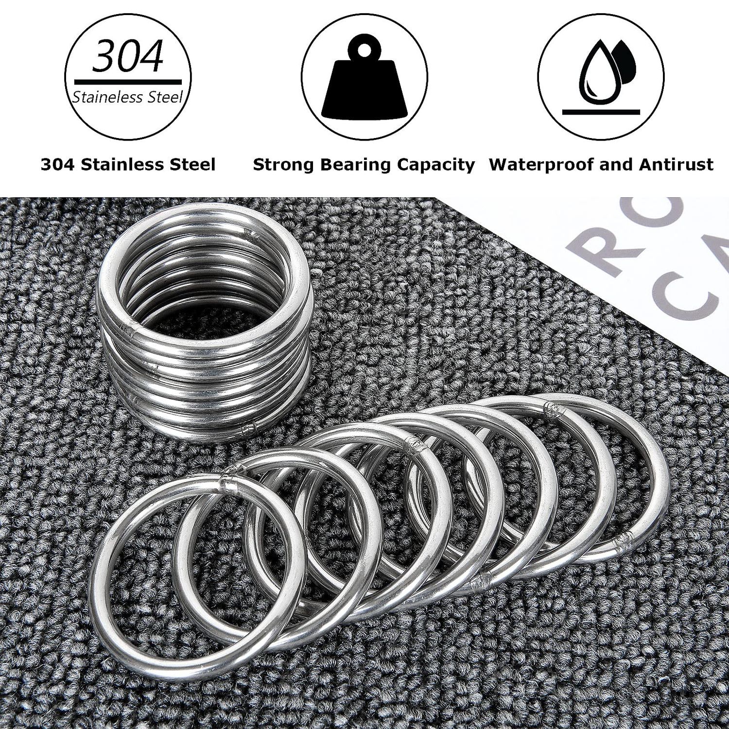 FVIEXE 40PCS Craft Metal Rings, 2 Inch / 50mm O Ring Multi-Purpose Welded Rings 304 Stainless Steel Round for Macrame, Camping Belt, Dog Leashes, Hardware, Bags and More Crafts Project Silver