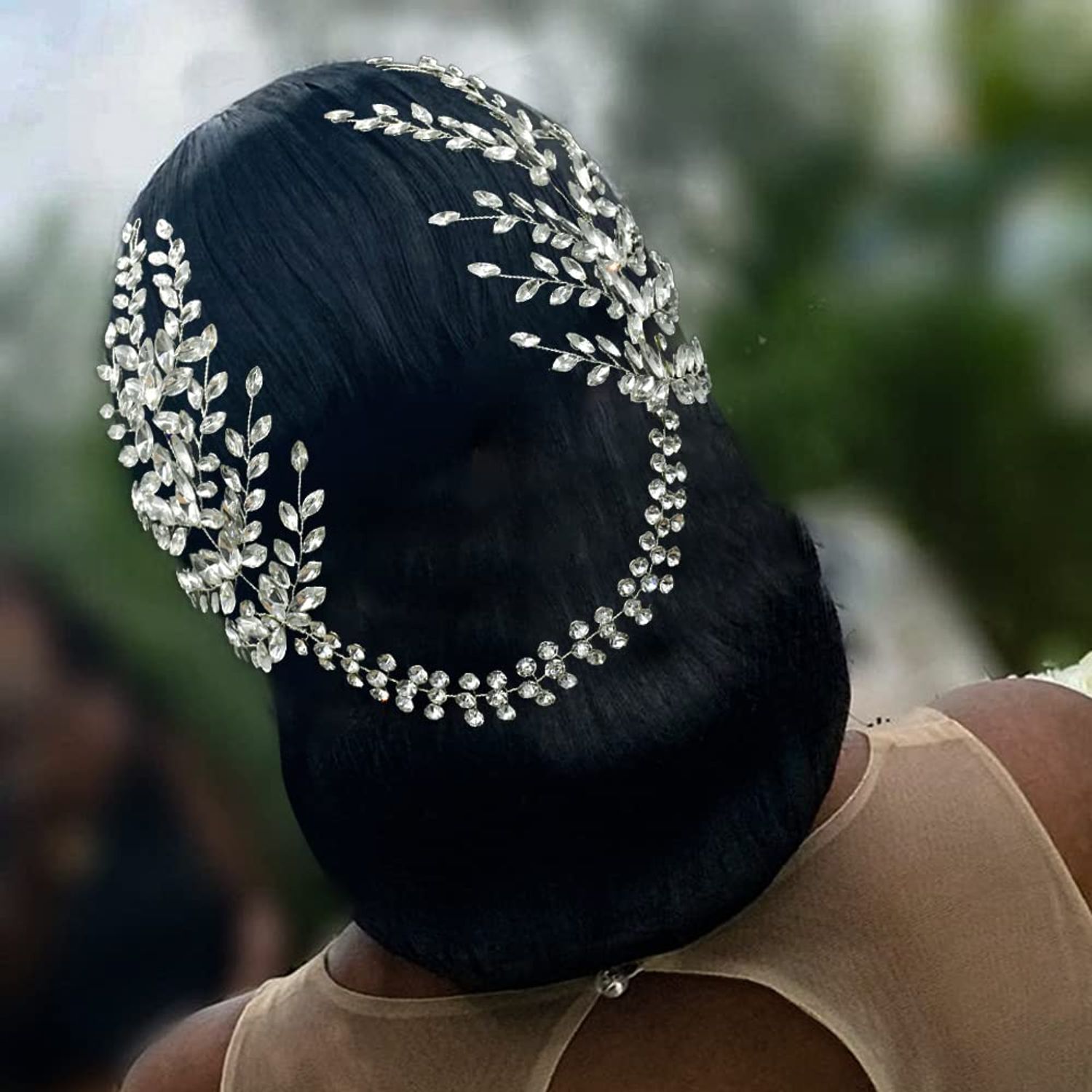 LOVFOIVER Bride Headpieces for Wedding, Rhinestone Bridal Headband, Handmade Wedding Hair Accessories for Brides