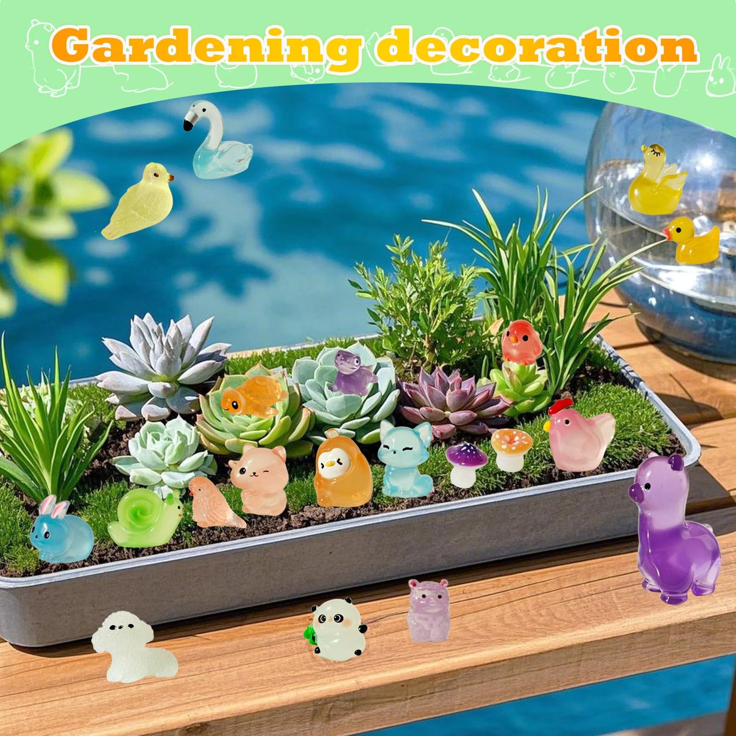 ZITU ISCHYROS Mini Resin Animals 100 Pcs to Hide Tiny Resin Animals Bulk for Miniature Fairy Garden Accessories, Micro Landscape Aquarium Potted Decoration