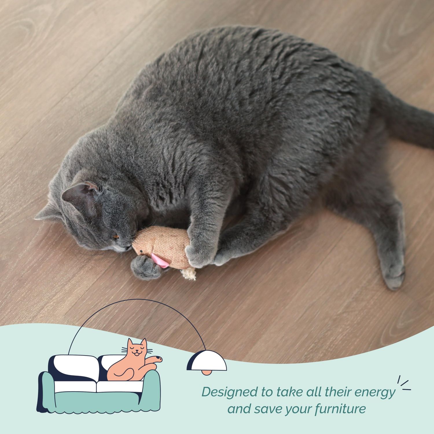 Hepper Catnip Mice Toy Set - Hessian: Premium Catnip-Infused Mice Cat Toys for Endless Play, Multi-Textured Hessian Fabric Ideal for Quiet Self-Play - 2 pcs Pet Toys for Cats for Kicking & Tossing