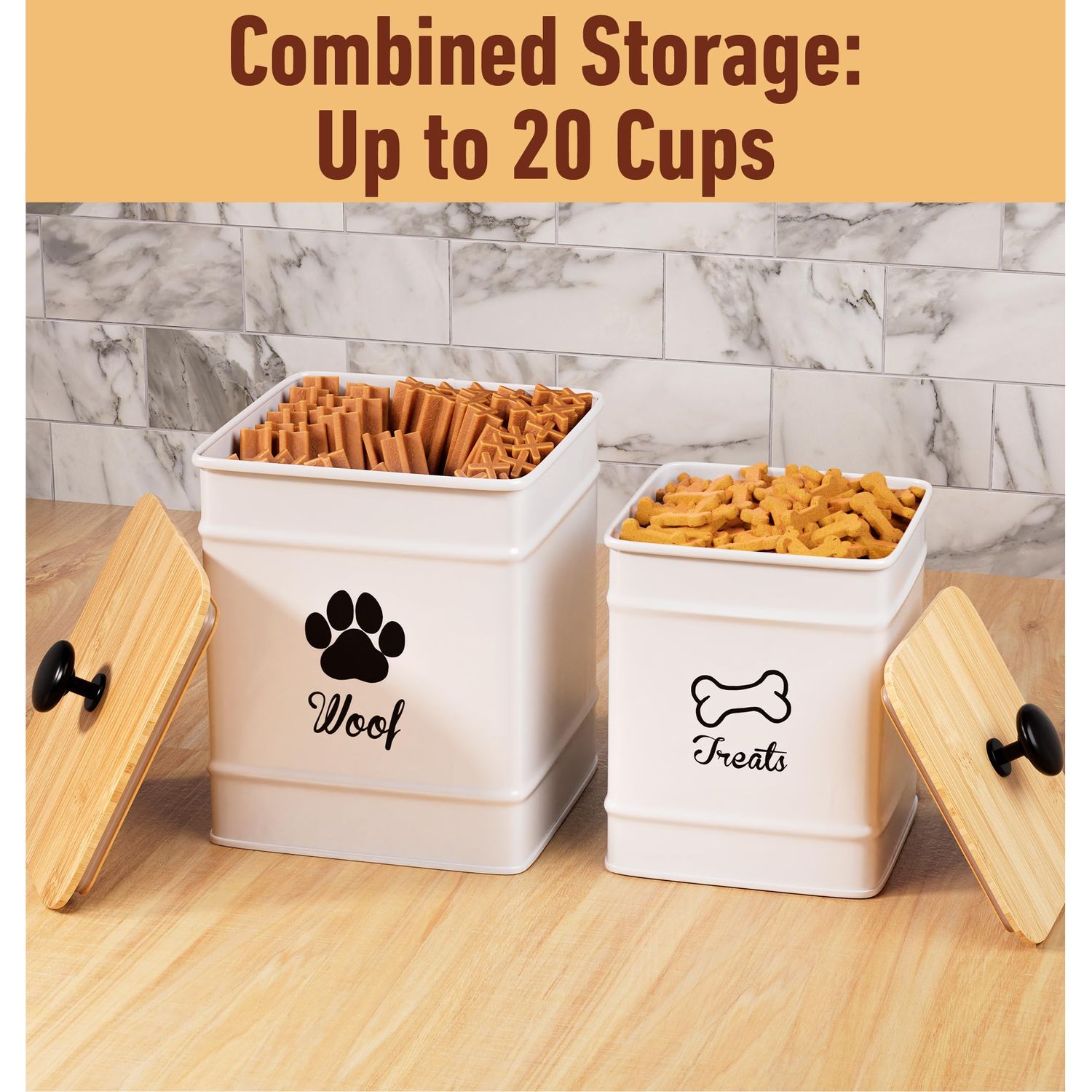 Dog Treat Container Airtight Set of 2 - 8x6" & 7x5" Dog Treat Jars with Lids Airtight - Dog Treat Jars for Kitchen Counter - Dog Treat Canister - Big Dog Cookie Jar Dog Treat Jar - Pet Treat Container