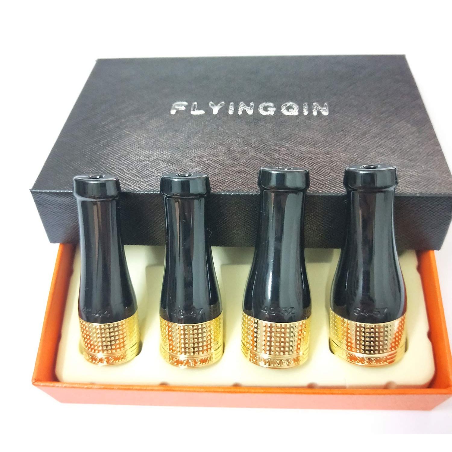 FLYINGQIN 4 Sizes Cigar Nozzle Holder Pure Copper Resin Sculpture Pattern Cigar Pipe Set Bright Silver Gold Vintage Silver (Gold)