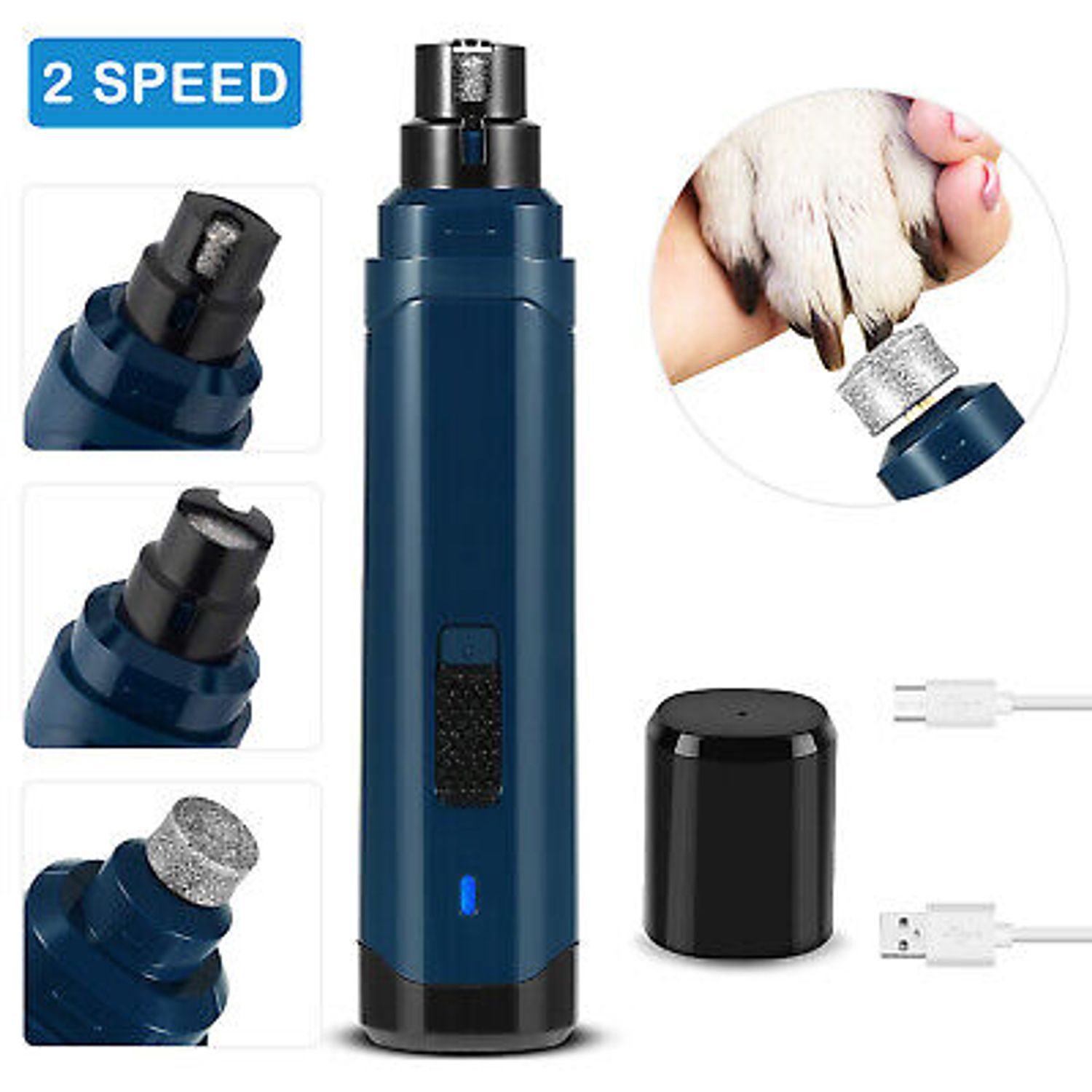 Dog Nail Grinder Cordless Pet Nail Trimmer USB Rechargeable Pet Paws Claw Care