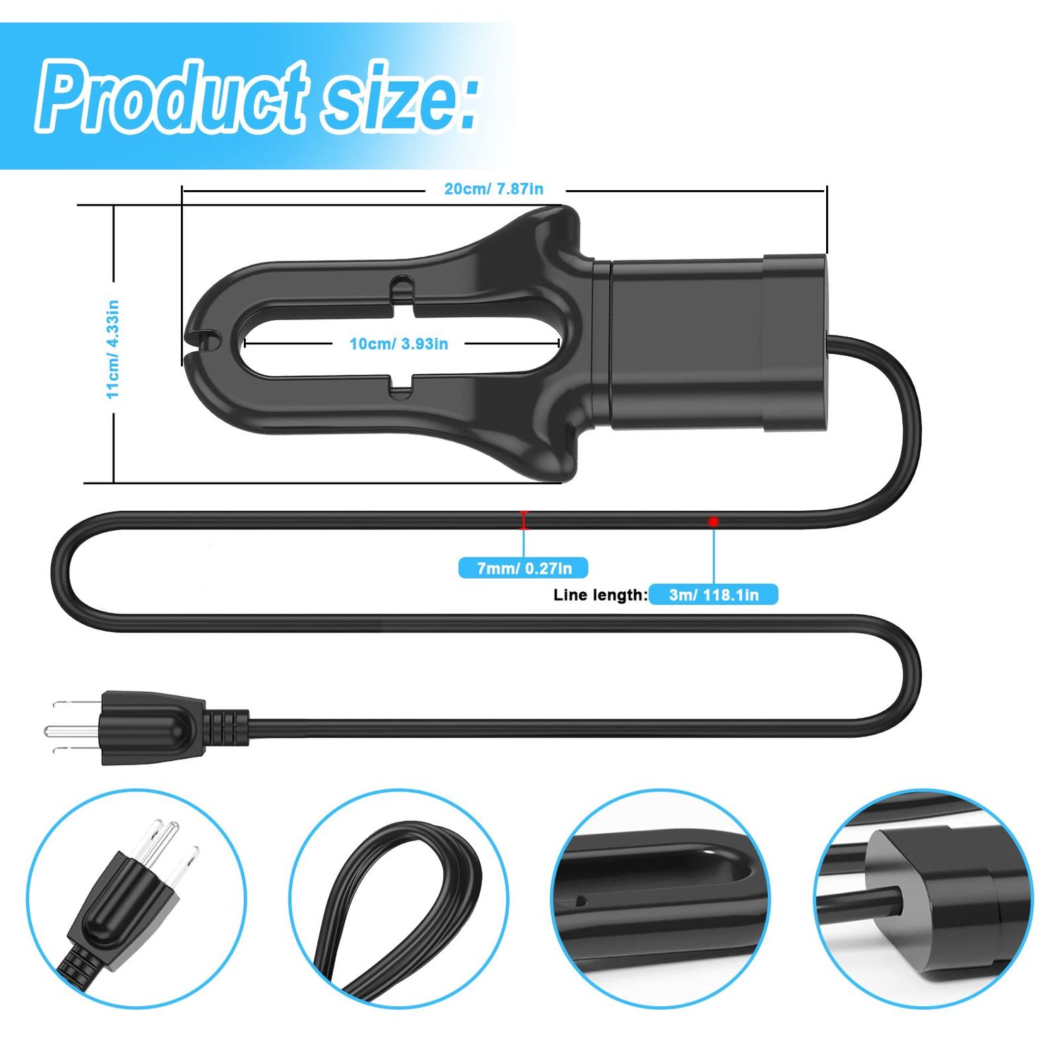KNEOYR 500W De-icer Submergible Bird Bath Heater Aluminum Cast for Livestock Poultry Horses, Cows, Birds, Wildlife Drinking Indoor Outdoors in Winter with 9.8 Foot Cord Birdbath Water Heater