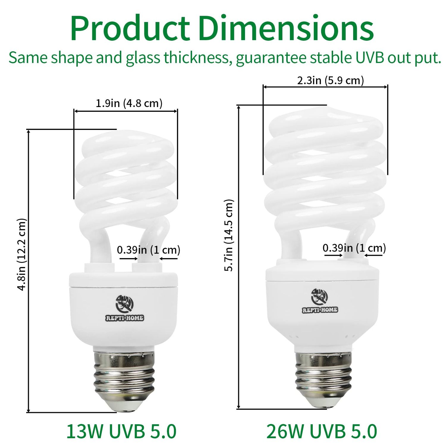 REPTI HOME UVB Reptile Light 5.0, 13W Tropical and Sub-Tropical UVA UVB Bulb for Reptiles, Tropical Terrarium Compact Fluorescent Lamp, Reptile UVB Light Bulb for Chameleons, Iguanas and Turtles