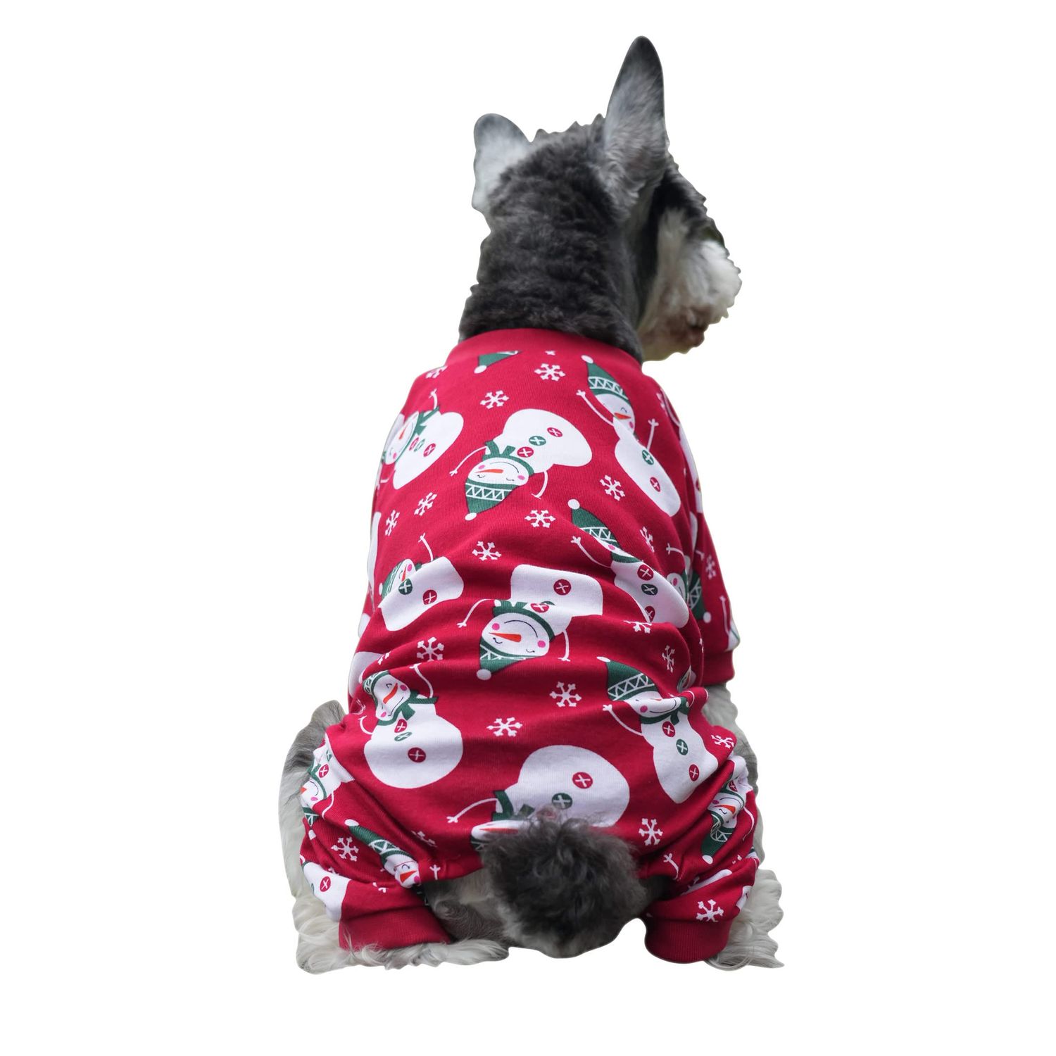 Lanyarco Cute Snowman Reindeer Pet Clothes Christmas Dog Pajamas Shirts, Red Back Length 12" Small