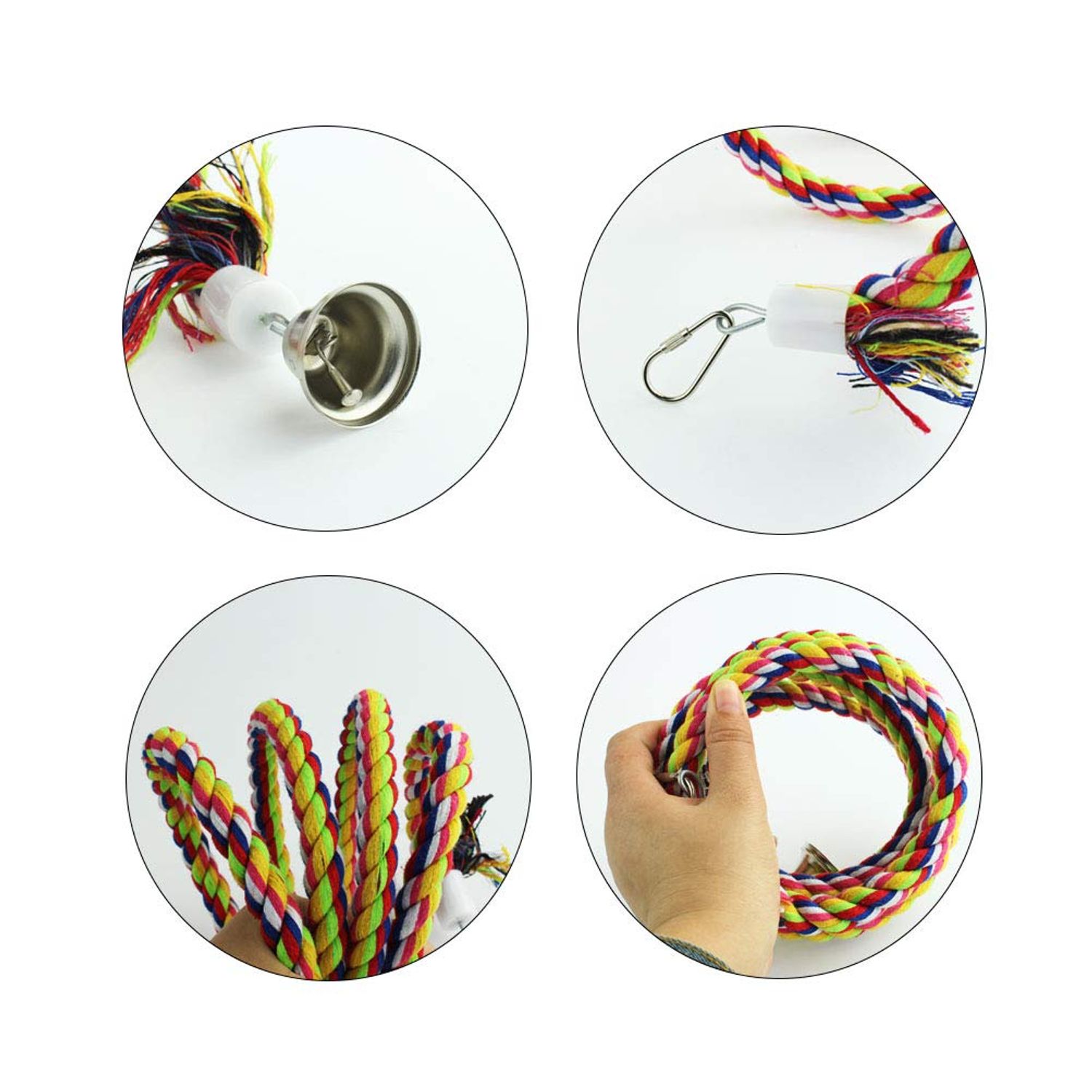 2pcs 63in Bird Perch Rope Bungee Bird Toy Pure Natural Parrot Toy Cage Parrot Chewing Toy
