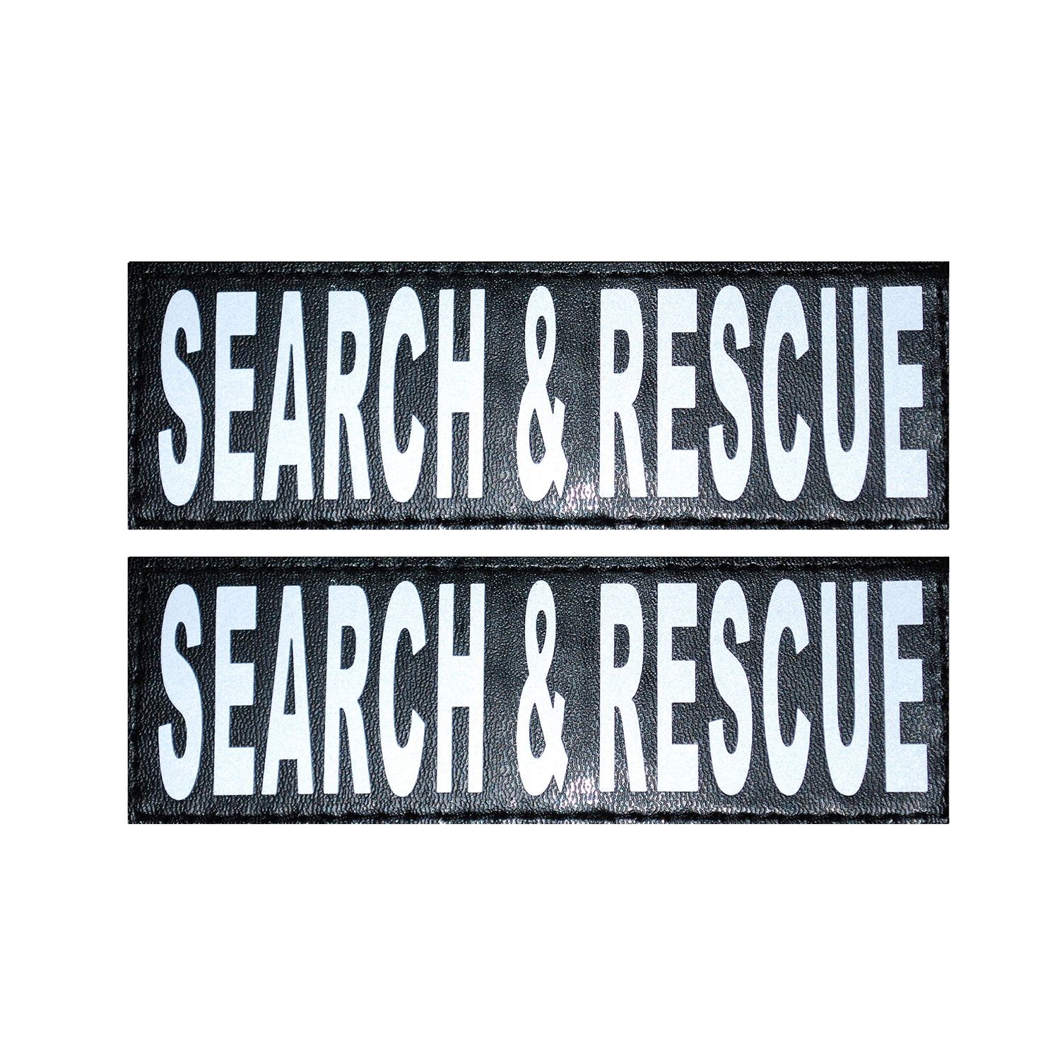 Set of 2 Reflective "SEARCH & RESCUE" Patches for Service dog harnesses & vests. (Medium 4" X 1.5")