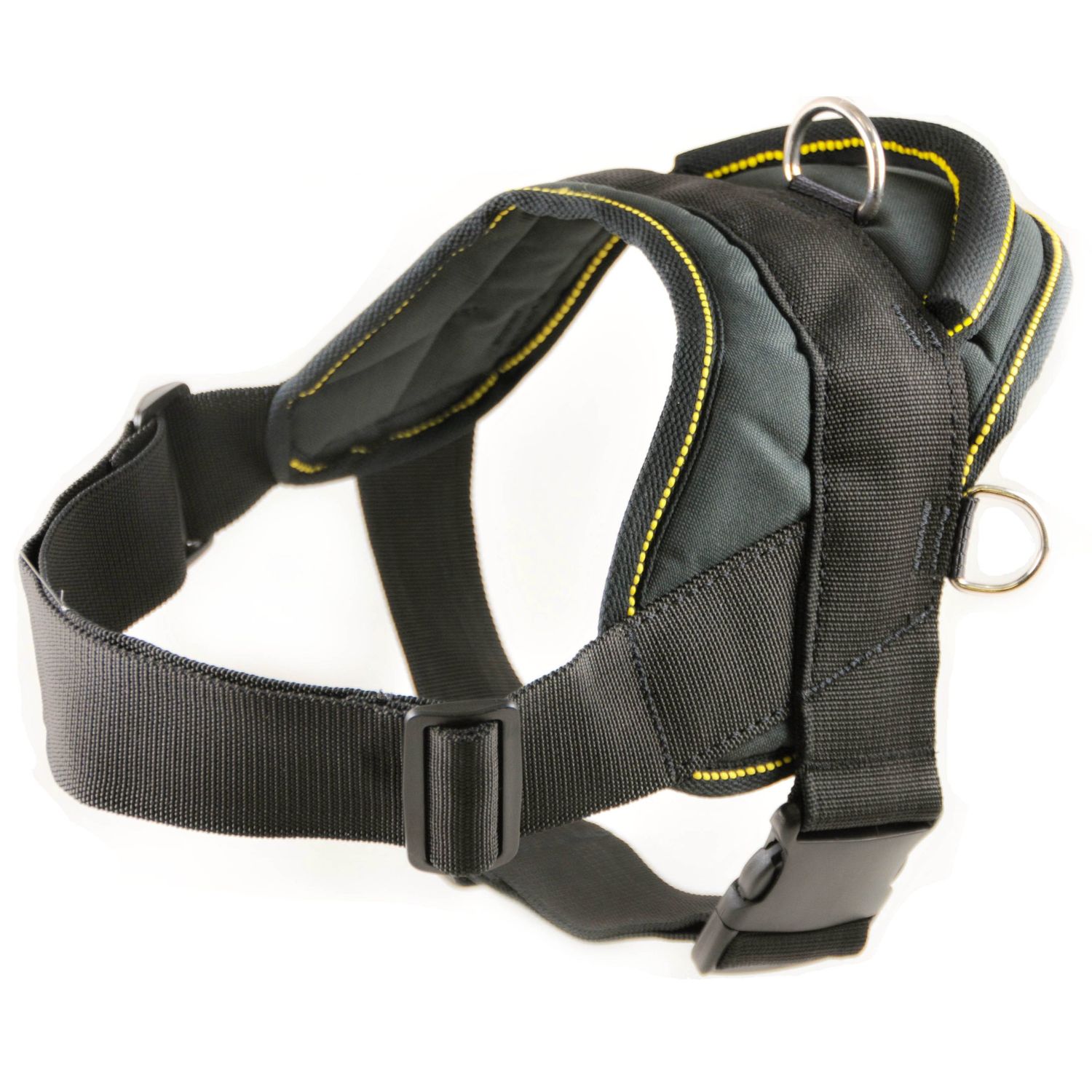 Dean and Tyler DT Dog Harness, Black With Yellow Trim, Small - Fits Girth Size: 22-Inch to 27-Inch