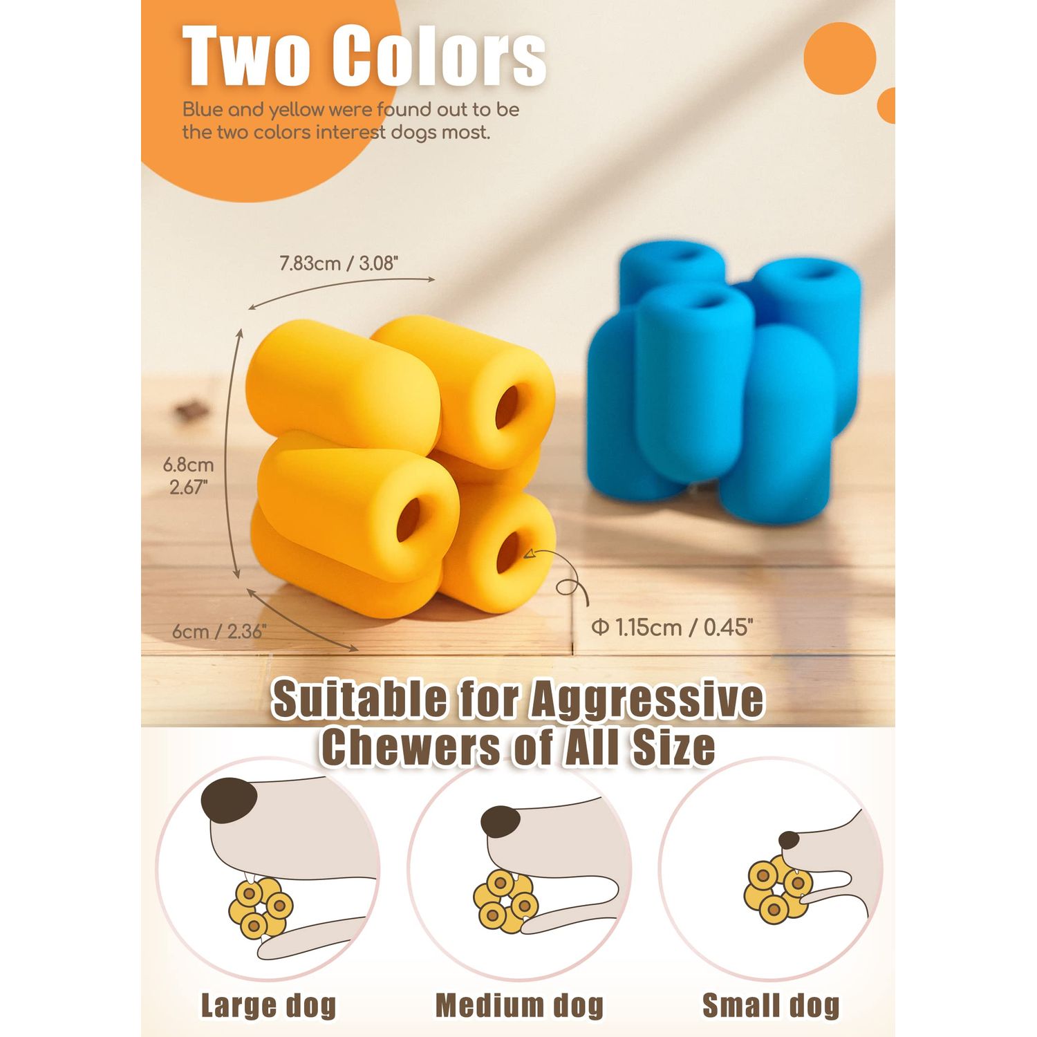 Moonorange Treat Dog Toy, Dog Chew Toys for Aggressive Chewers, Interactive Slow Feeder Dog Toys, Durable Fillable Toy Collection, Frozen Feeding Dog Toy for All Breed Sizes (Yellow)