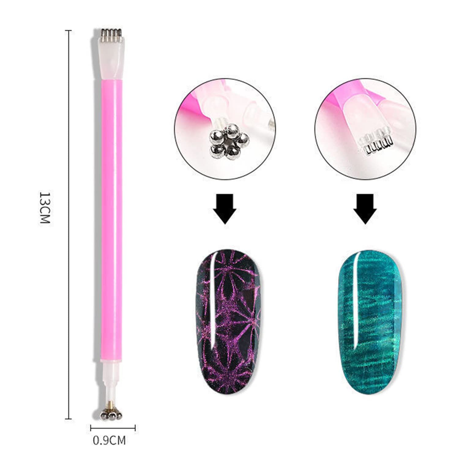 SILPECWEE 15Pcs Nail Magnet Set Cat Eye Gel Nail Polish Magnet Wand Magnetic Nail Polish Cat Eye Magnet for Nails Cat Eye Magnets Sticks Nail Design Tools Nail Art Accessories