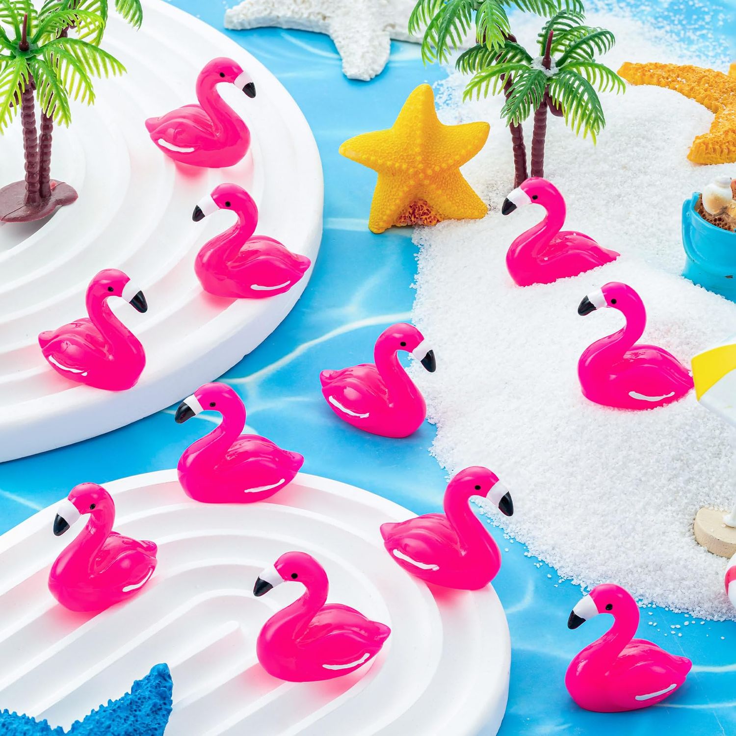 LHSYFBZ 100Pcs Mini Resin Flamingo, Tiny Rose Red Flamingo Ducks, Cute Flamingo Figurines for Cake Topper Garden Dollhouse Landscape Aquarium Ornaments DIY Crafts