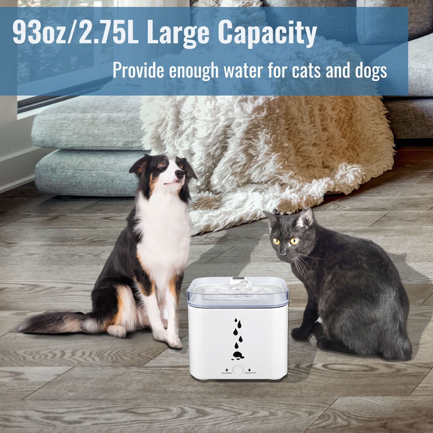Pet Water Fountain 2.75L Automatic Cat and Dog Water Fountain Water Dispenser