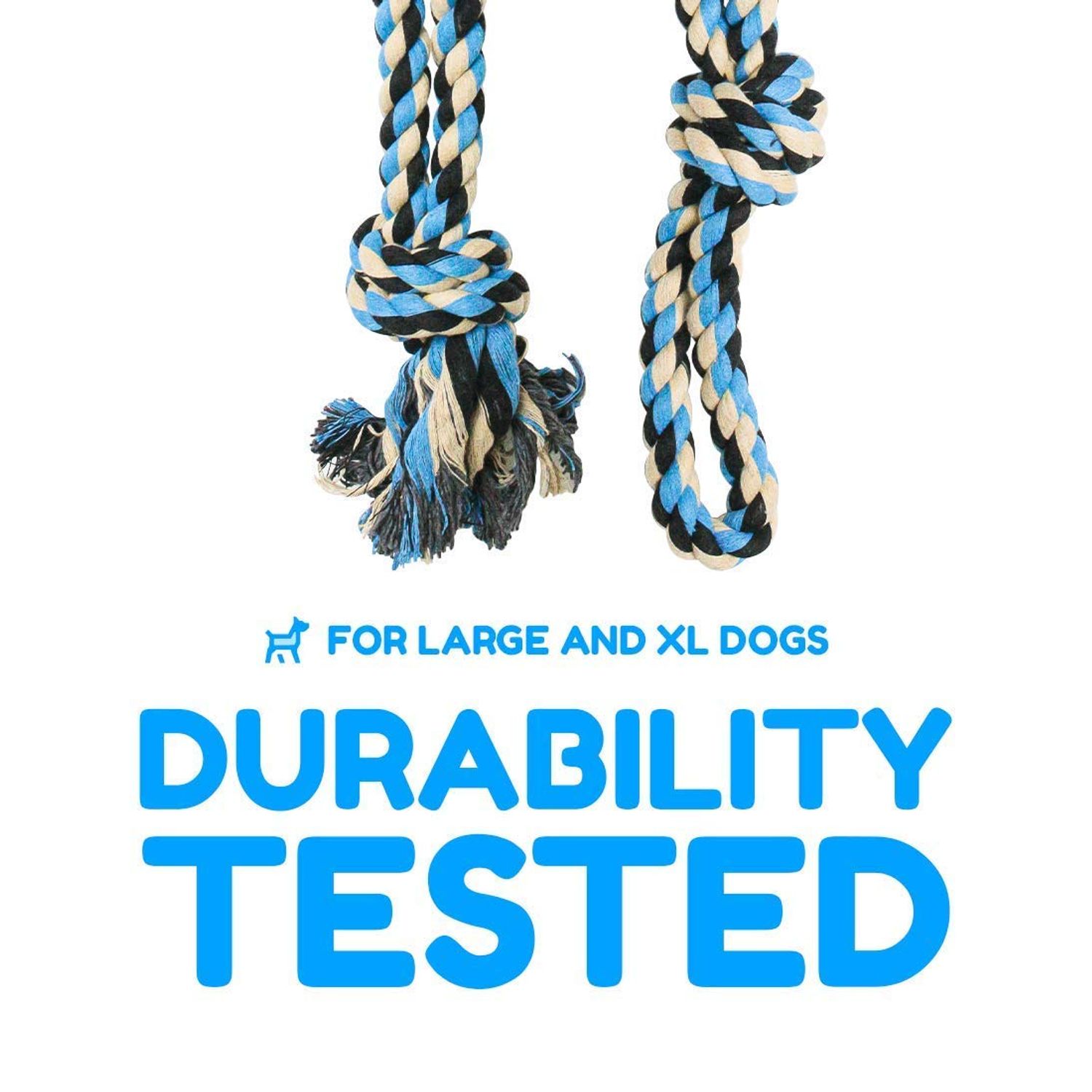 XL Dog Rope Toy for Aggressive Chewers - Dog Toy, Benefits Non-Profit Dog Rescue, Large Dog Toys, Durable Dog Toys for Aggressive Chewers, Nearly Indestructible Dog Toys for Aggressive Chewers, Blue