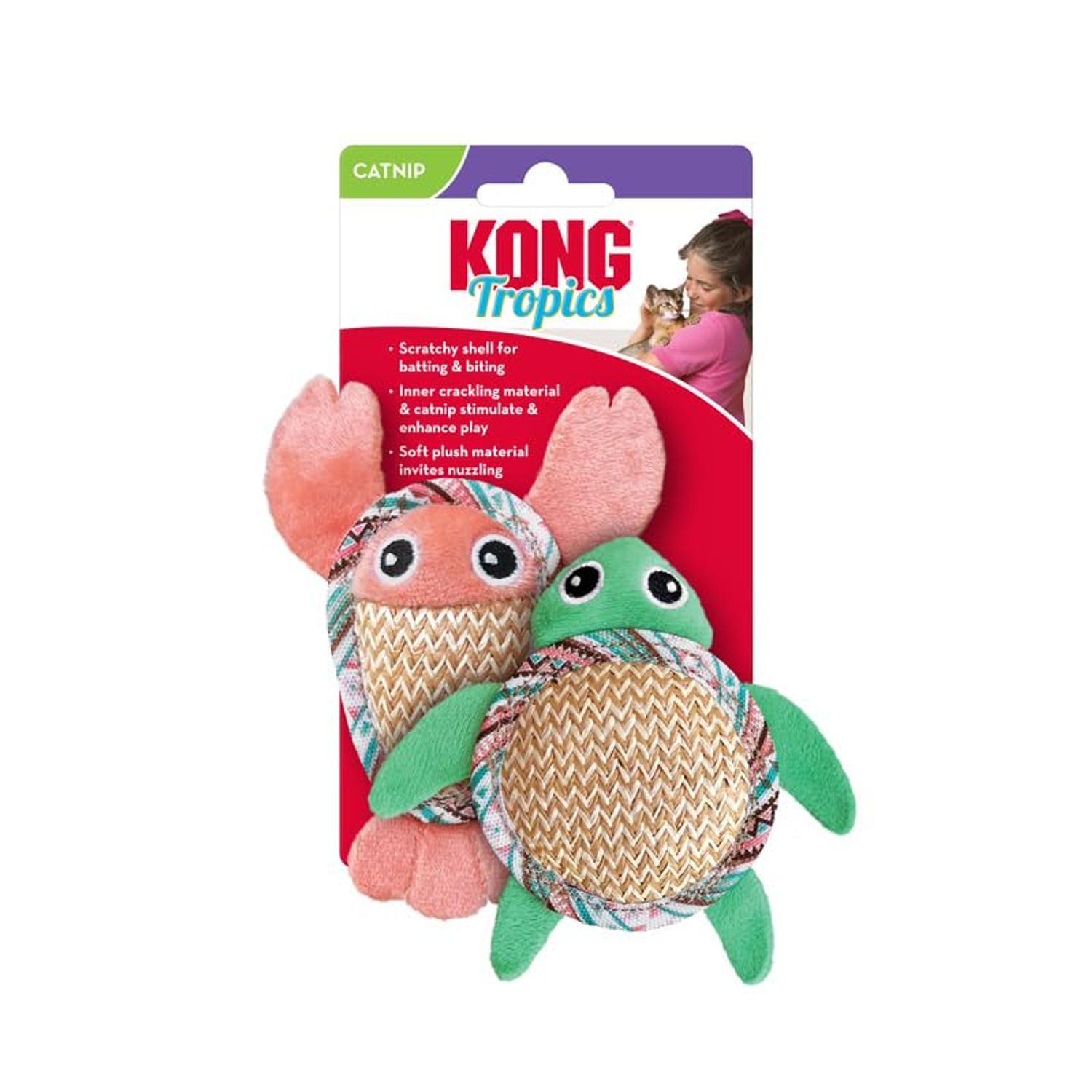 KONG Tropics Pals Sea Creatures 2 Pack - Catnip Filled and Crackly Inner Material - Cat Toy