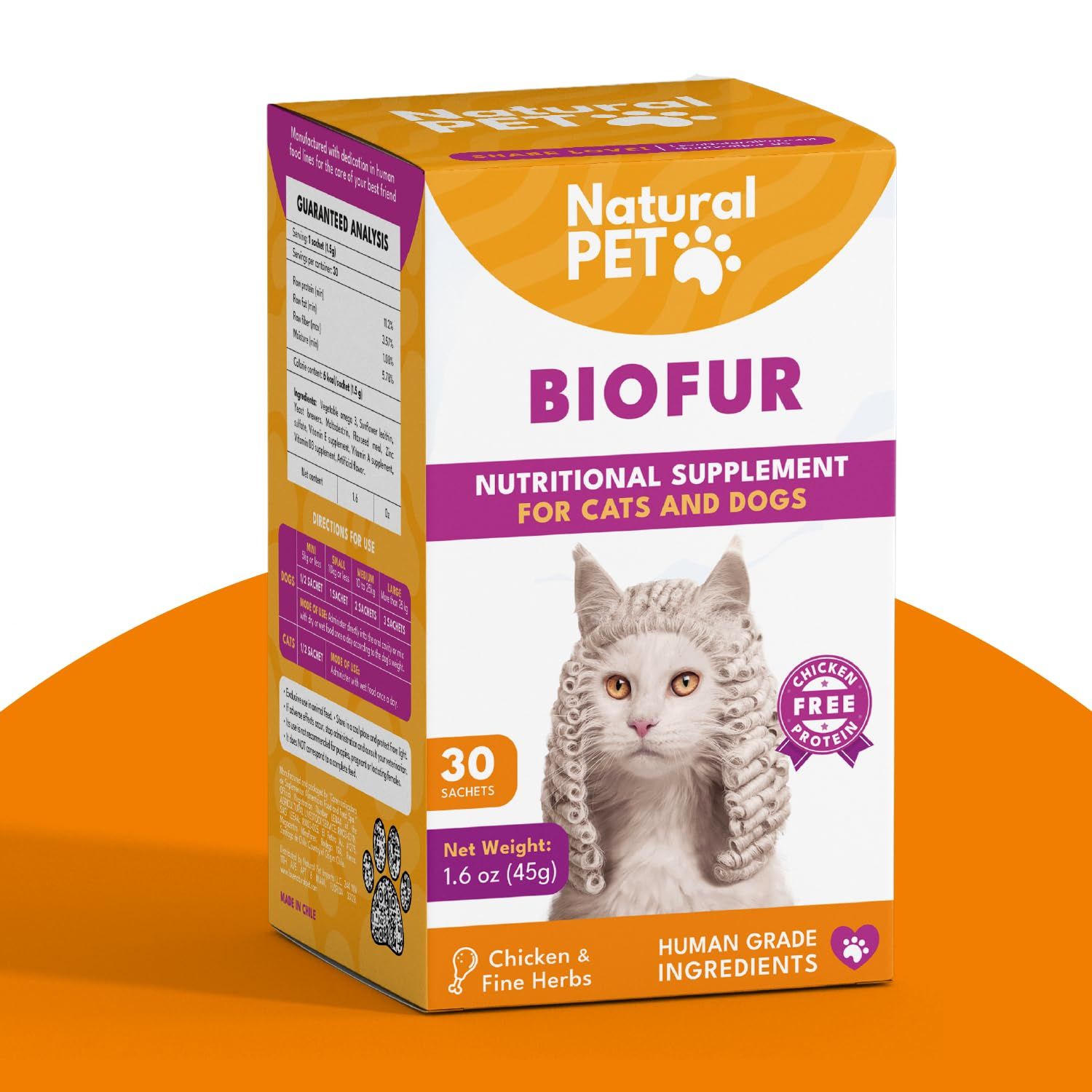 Natural Pet by FNL BIOFUR: Omega 3 Supplement for Cats & Dogs - Puppy Essentials & Dog Allergy Relief - Vitamins, Minerals for Feline & Canine Skin, Coat Health, Nutrition, Well-Being, Orange