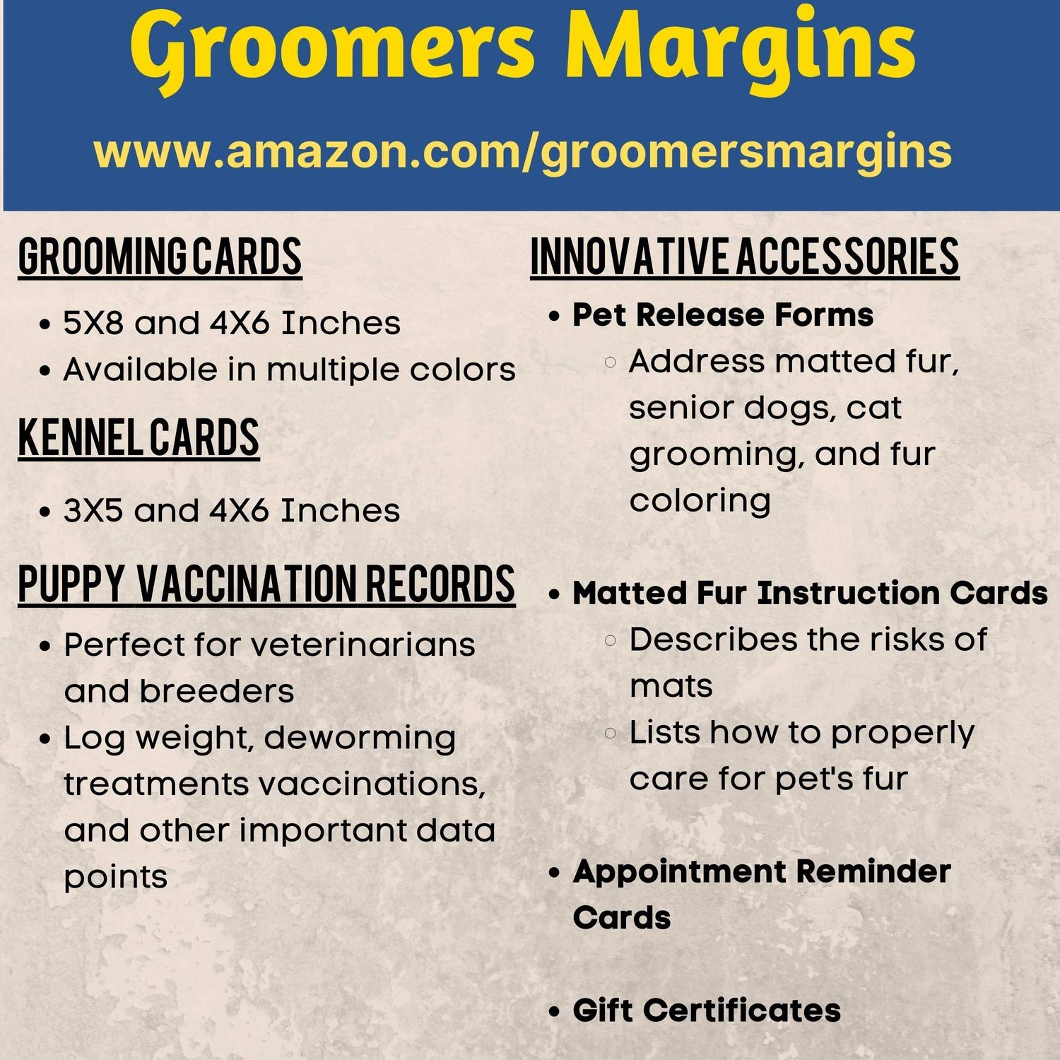 Dog Grooming Cards (100 Pack 8 X 5 inch) Groomer Client Profile Service Record Clip Card for Professional Pet and Cat Groomers, Kennel Care