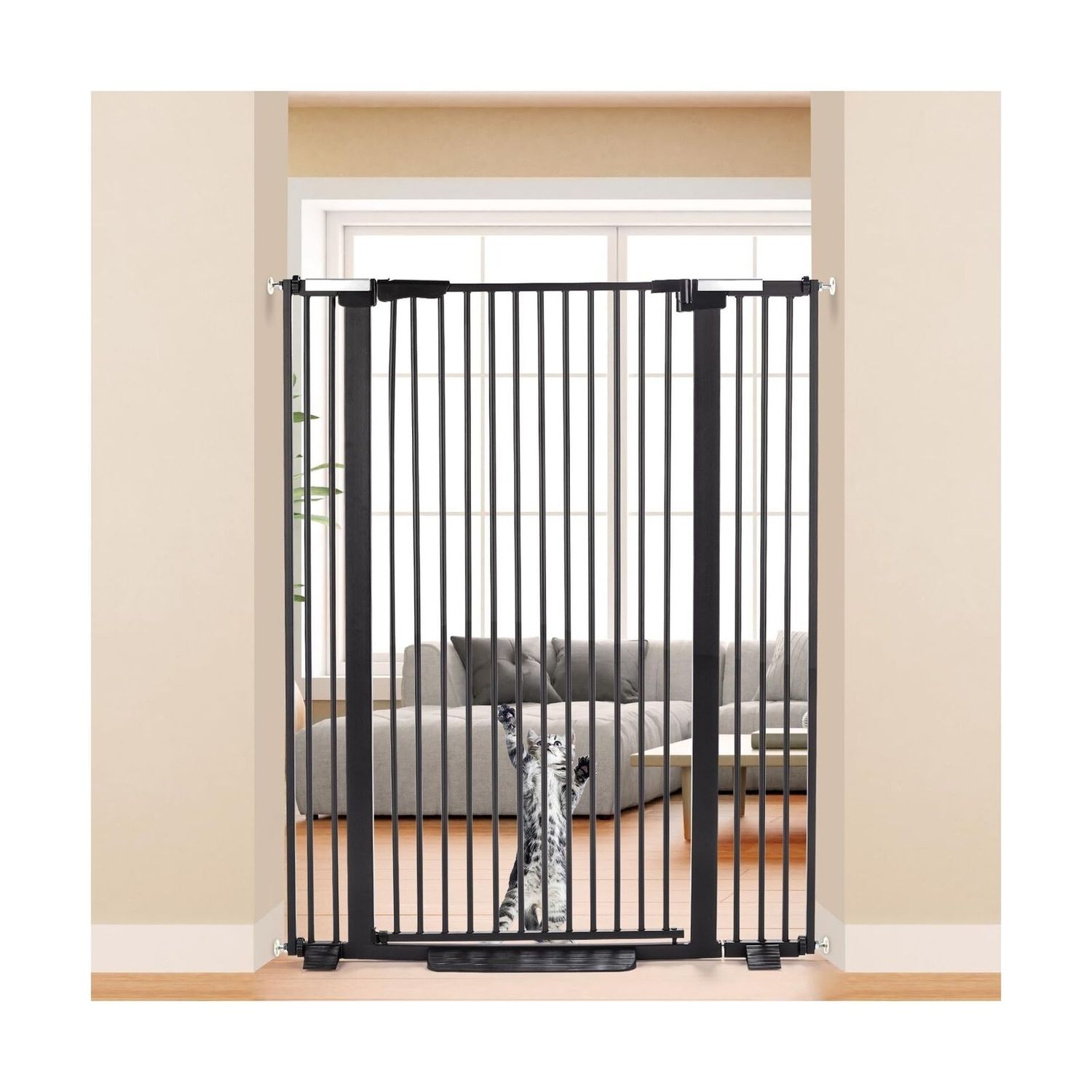 51.18" Extra Tall Cat Gate for Doorway, 29"-40" Auto Close Pet Gate Include 2...