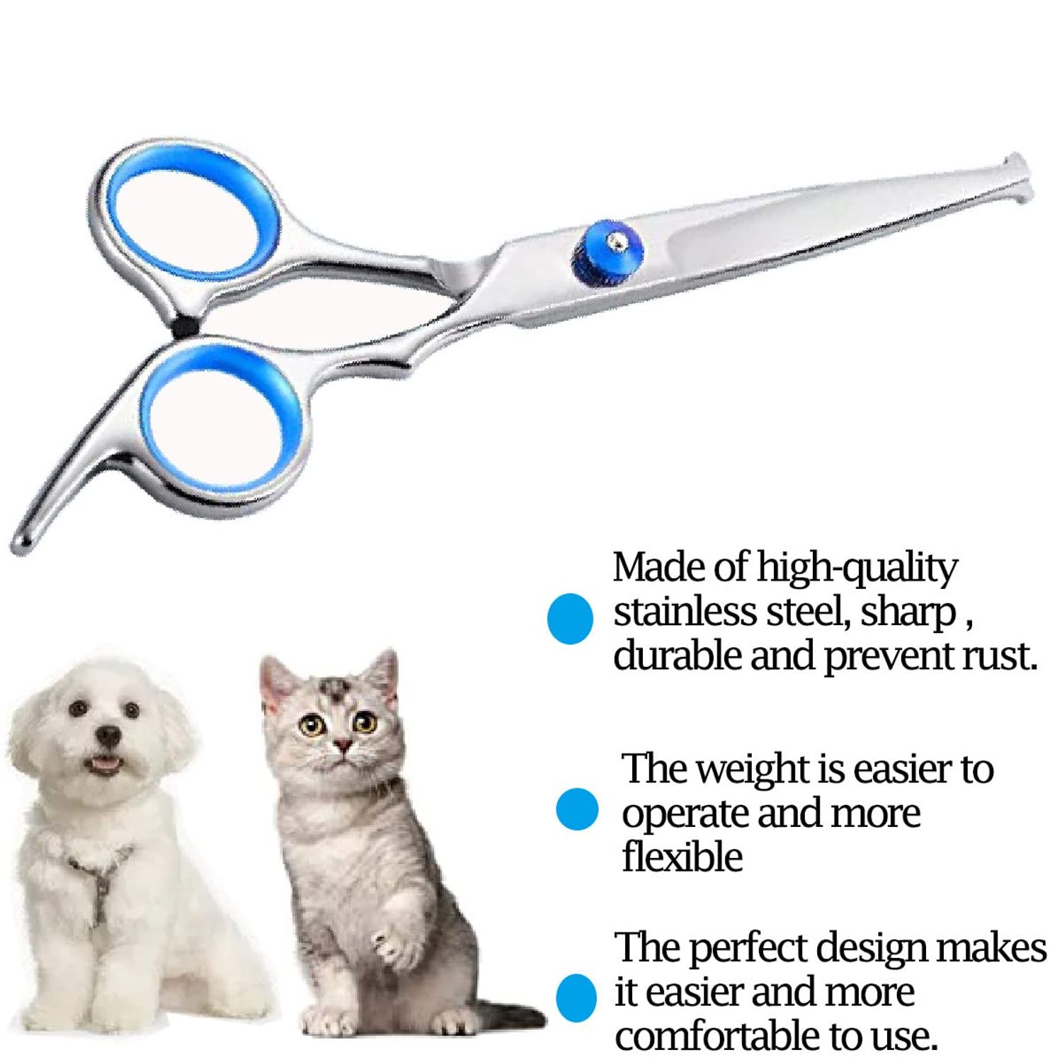 Dog Grooming Scissors,Pet Hair Scissors with Safety Round Tips Heavy Duty Titanium Stainless Steel Professional Dogs Cats Pets Grooming Shears