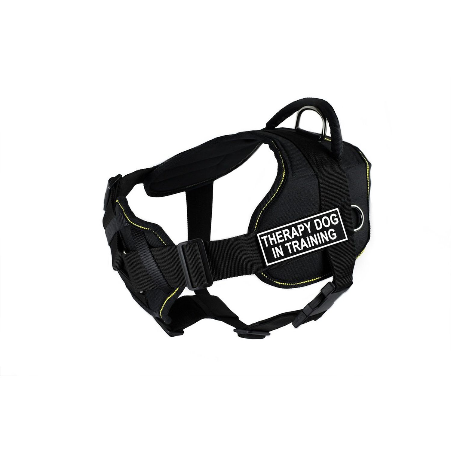 Dean & Tyler D&T FUN-CH TPYDIT YT-S Fun Dog Harness with Padded Chest Piece, Therapy Dog In Training, Small, Fits Girth 56cm to 69cm, Black with Yellow Trim