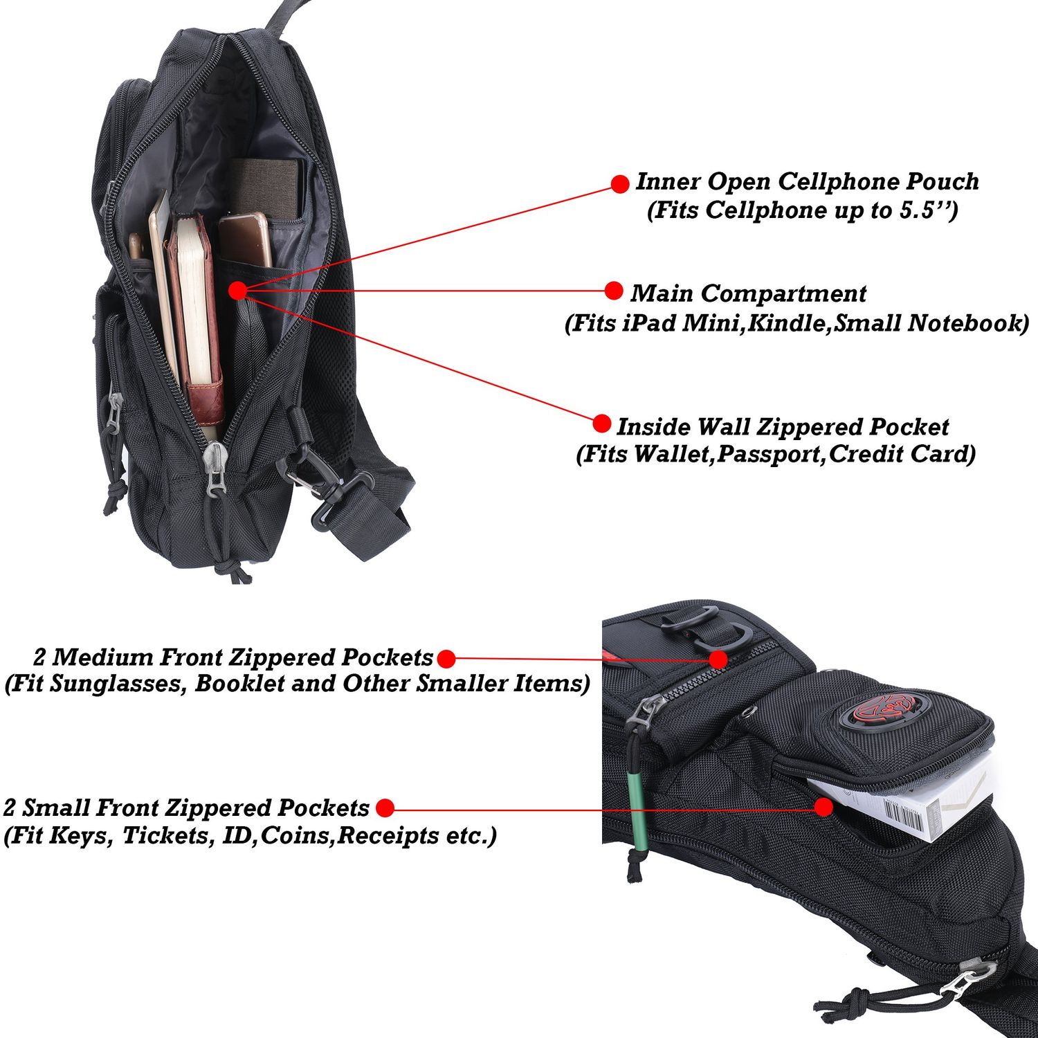 NICGID Sling Backpacks, Sling Chest Bags Shoulder Fanny Pack Crossbody Bags for Men Women Outdoor Travel