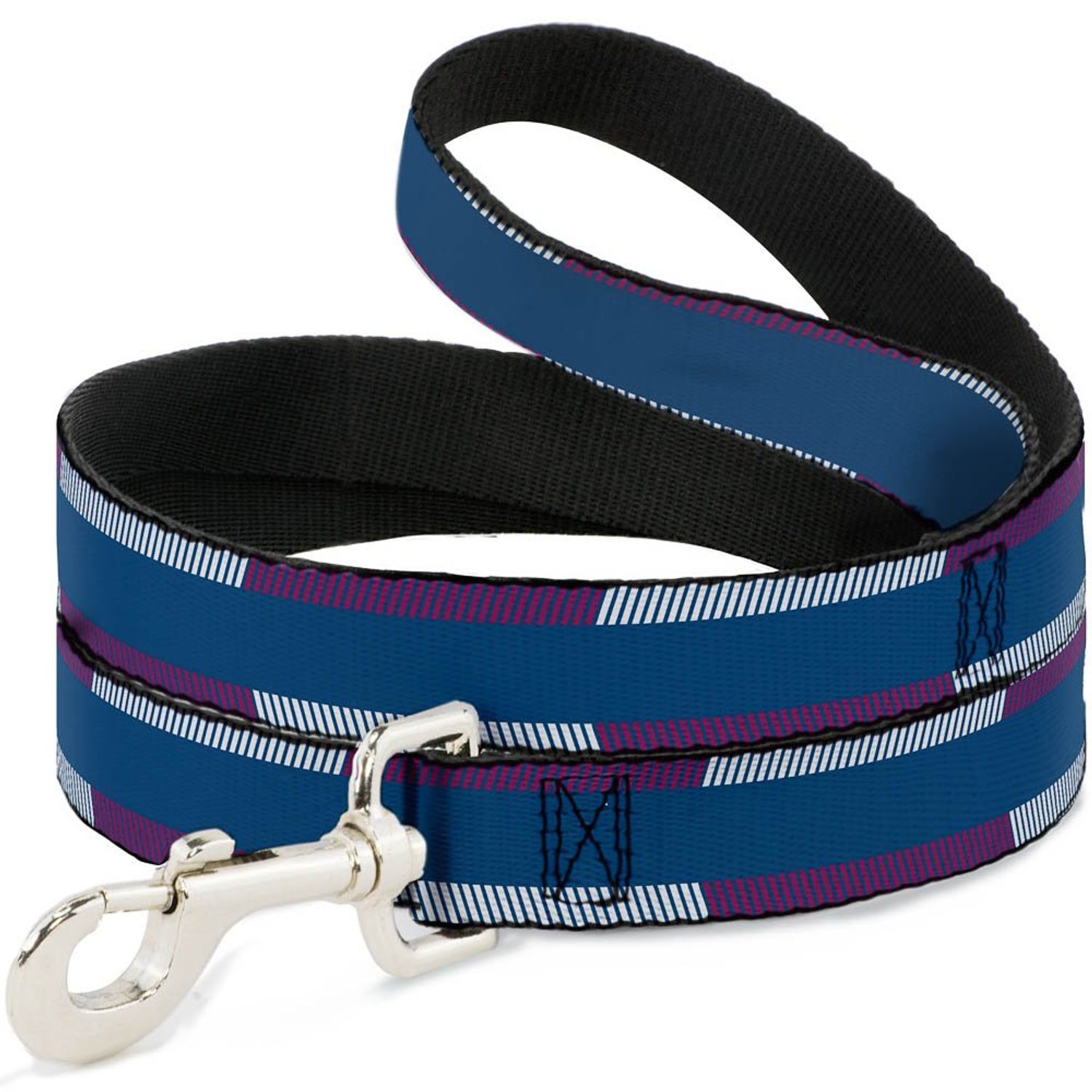 Dog Leash Hash Mark Stripe Turquoise Fuchsia White 6 Feet Long 1.0 Inch Wide