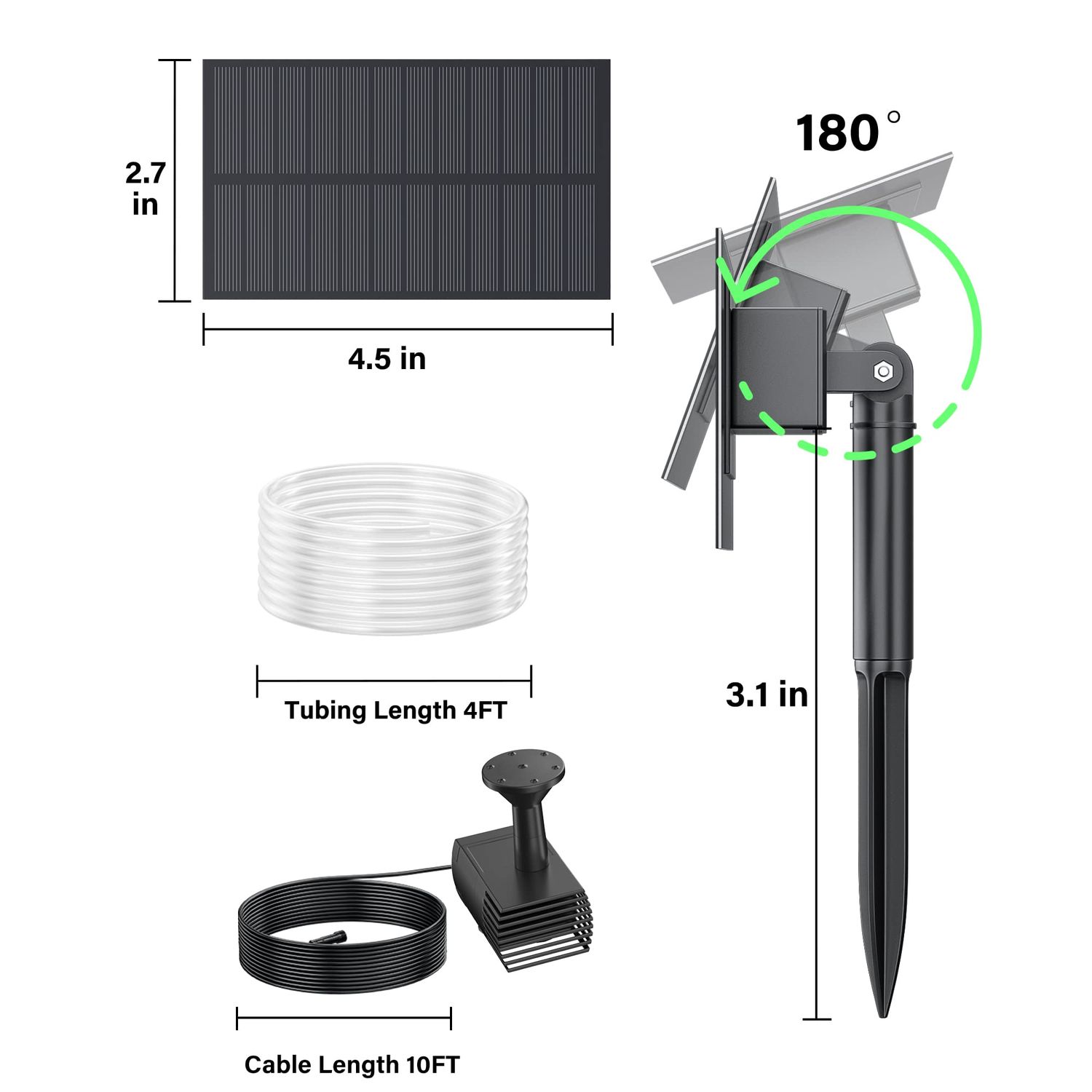 Biling Solar Fountain Pump, Solar Bird Bath Fountain Water Pump Outdoor with Tubing, Solar Fountain for Bird Bath, Garden Pond, Pool, Fish Tank,Backyard