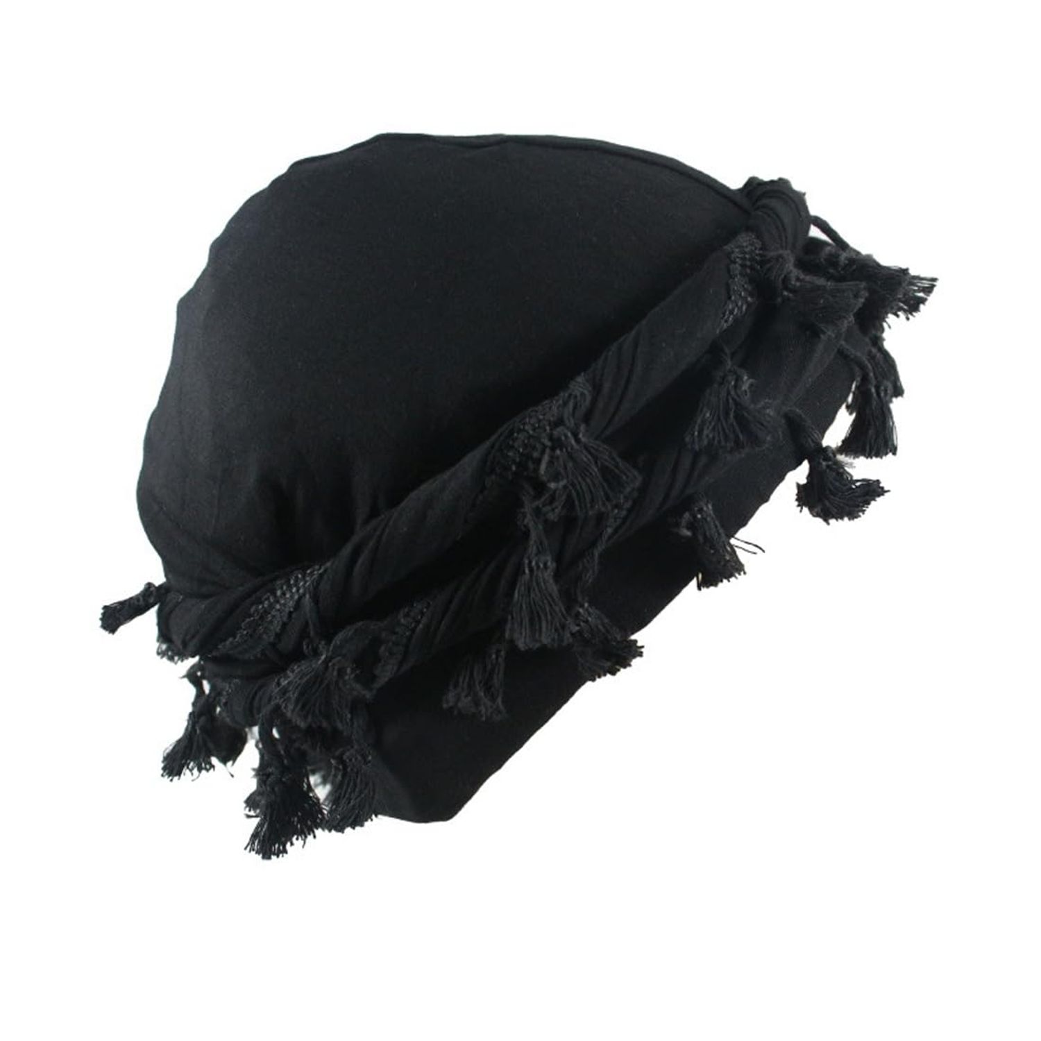 YuMENo Turban for Men Women Vintage Twist Durag Head Wraps Satin Lined Halo Turban with Tassel Waves Braids Light Grey