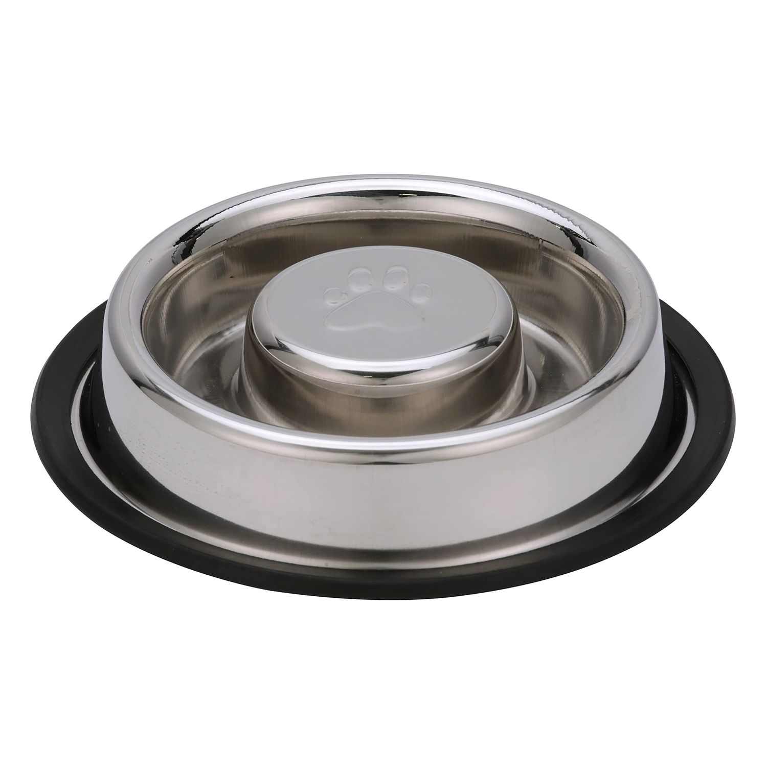 Neater Pet Brands Stainless Steel Slow Feed Bowl - Non-Tip & Non-Skid - Stops Dog Food Gulping, Bloat, Indigestion, and Rapid Eating (3/4 Cup)
