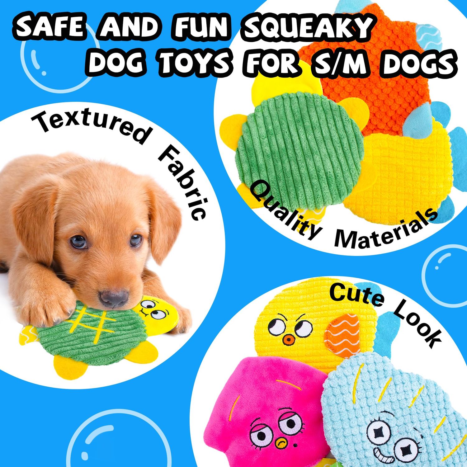 HOESDA No Stuffing Dog Toys 10 Pack,Squeaky Dog Toy Crinkle Dog Toys for Small Medium Dog,Durable Plush Dog Toys,Cute Animal Stuffless Pet Toys,Interactive Puppy Teething Chew Toys for Entertaining